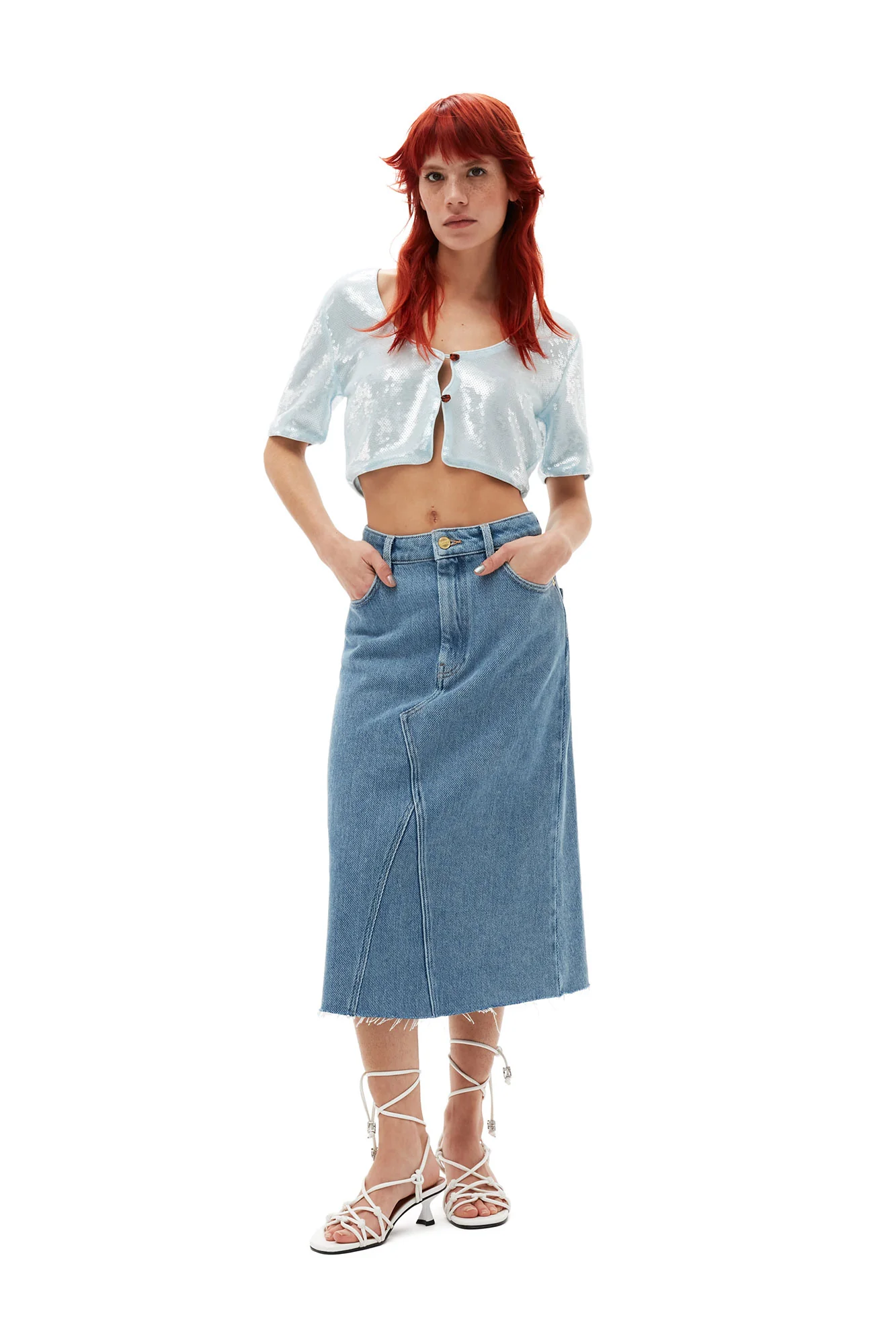 Heavy Denim Midi Skirt | Light Blue Stone - Image 3
