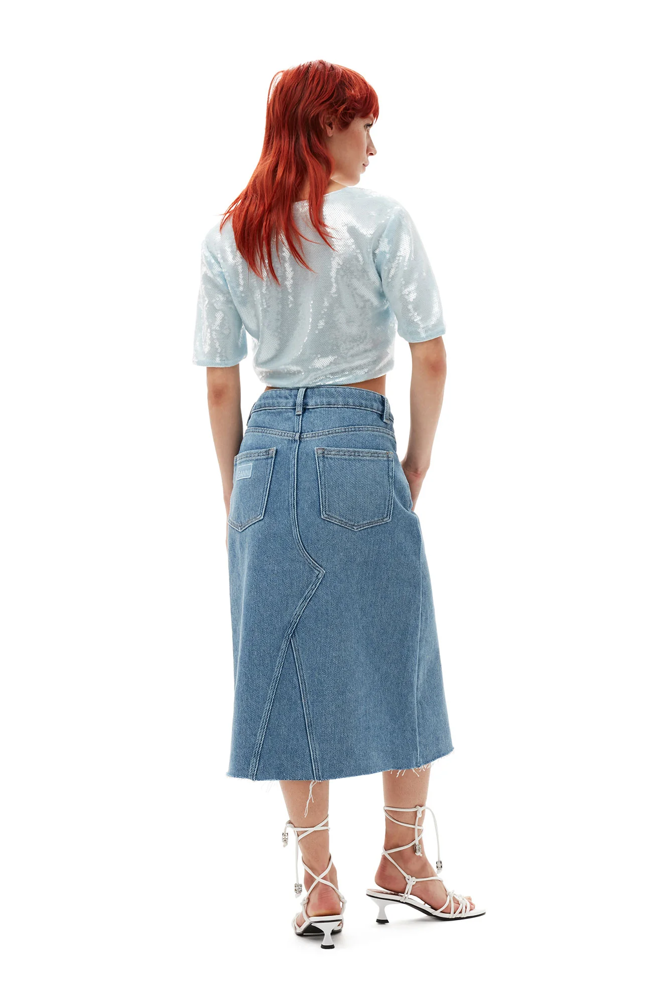 Heavy Denim Midi Skirt | Light Blue Stone - Image 4