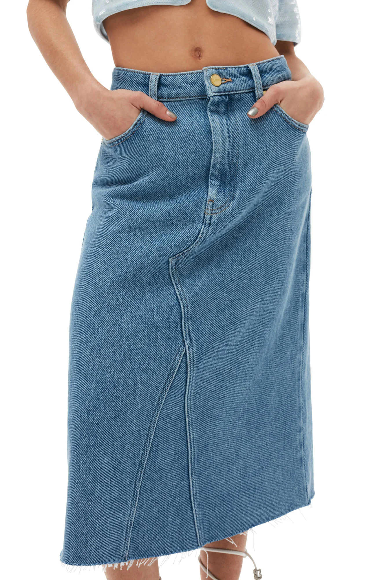 Heavy Denim Midi Skirt | Light Blue Stone - Image 6