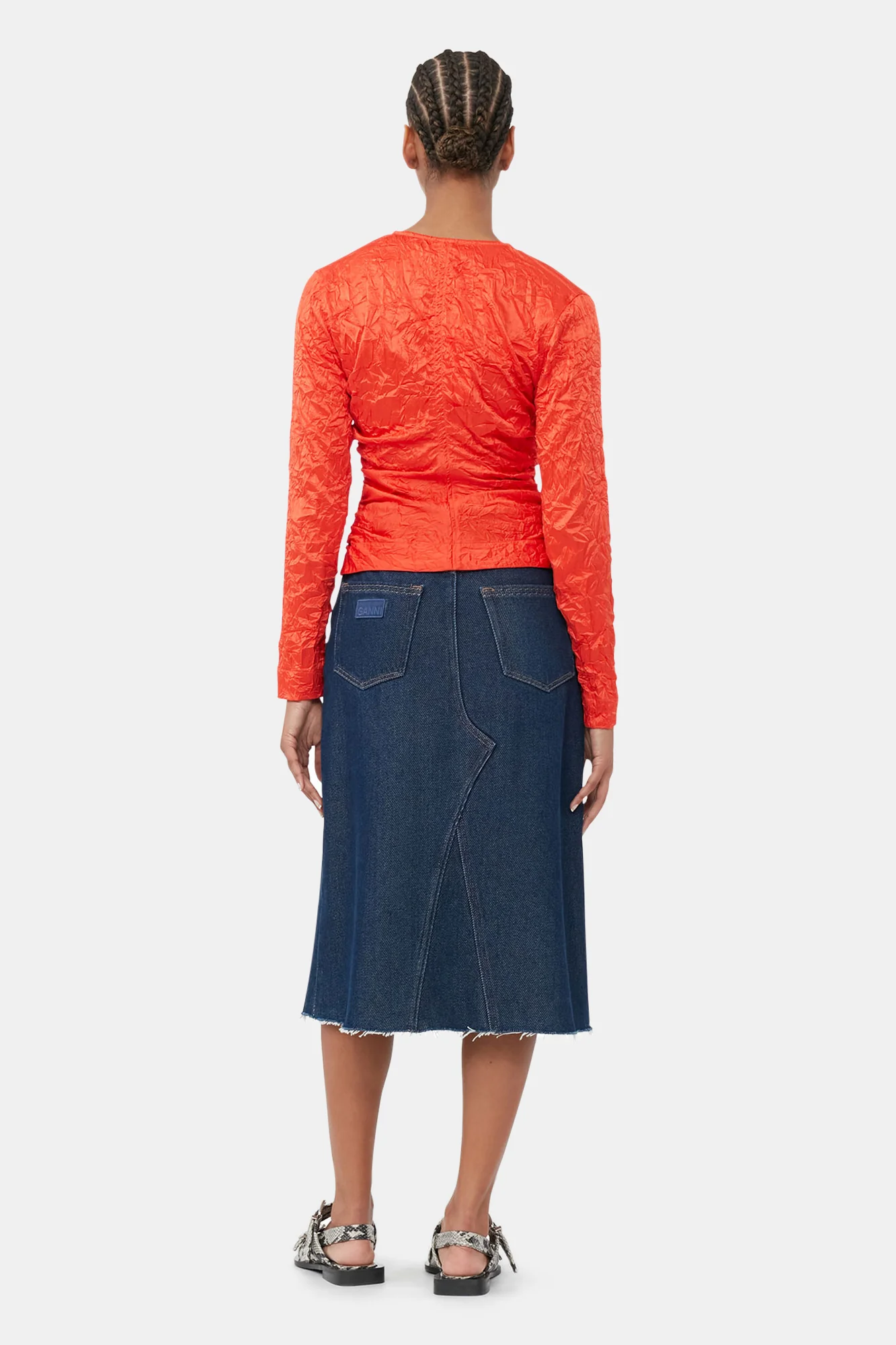Heavy Denim Midi Skirt | Rinse - Image 5