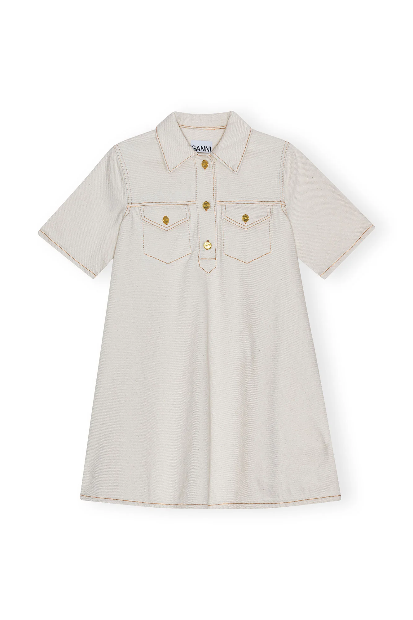 Heavy Denim Mini Dress | Egret