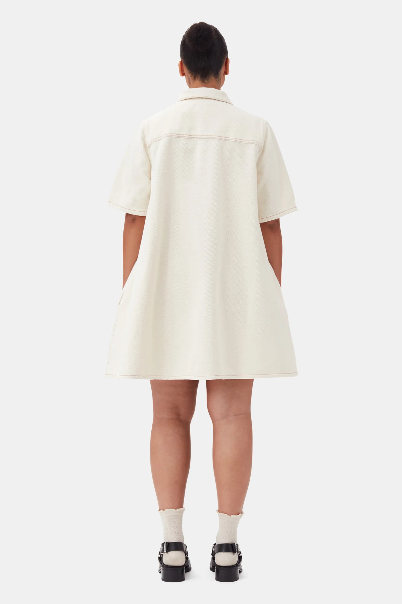 Heavy Denim Mini Dress | Egret - Image 10
