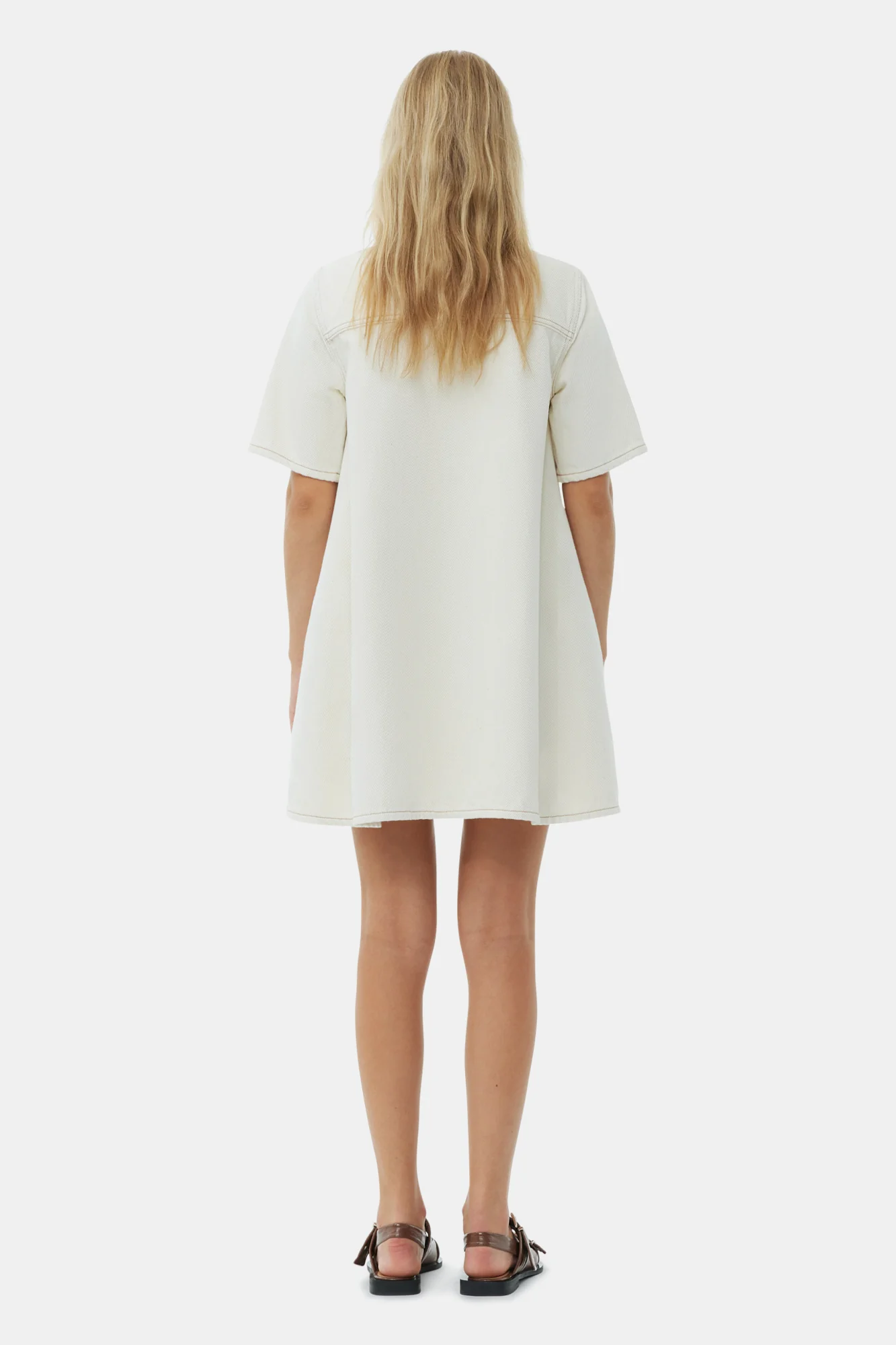 Heavy Denim Mini Dress | Egret - Image 6