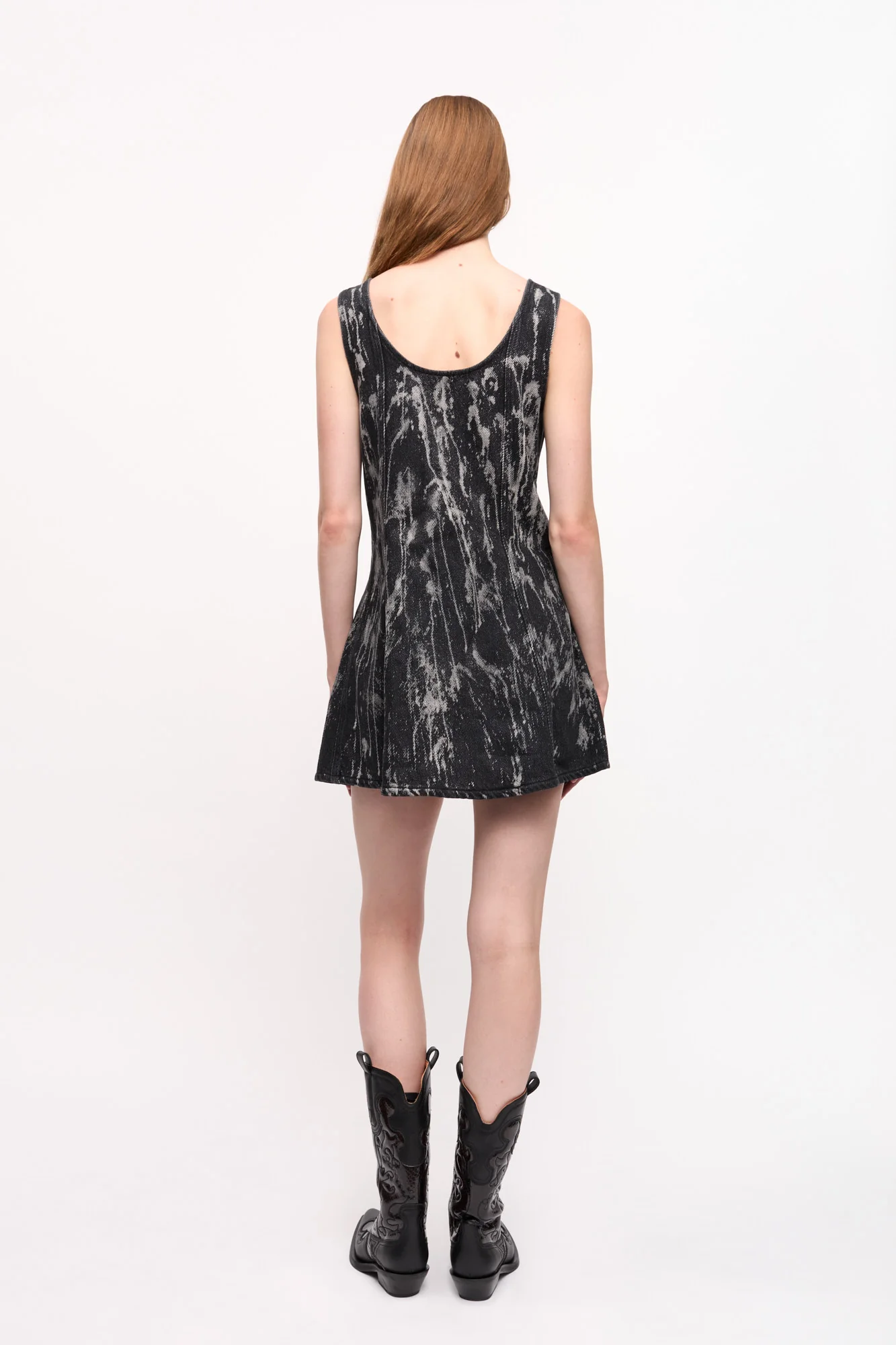 Heavy Denim Mini Dress | Washed Black/Black - Image 4