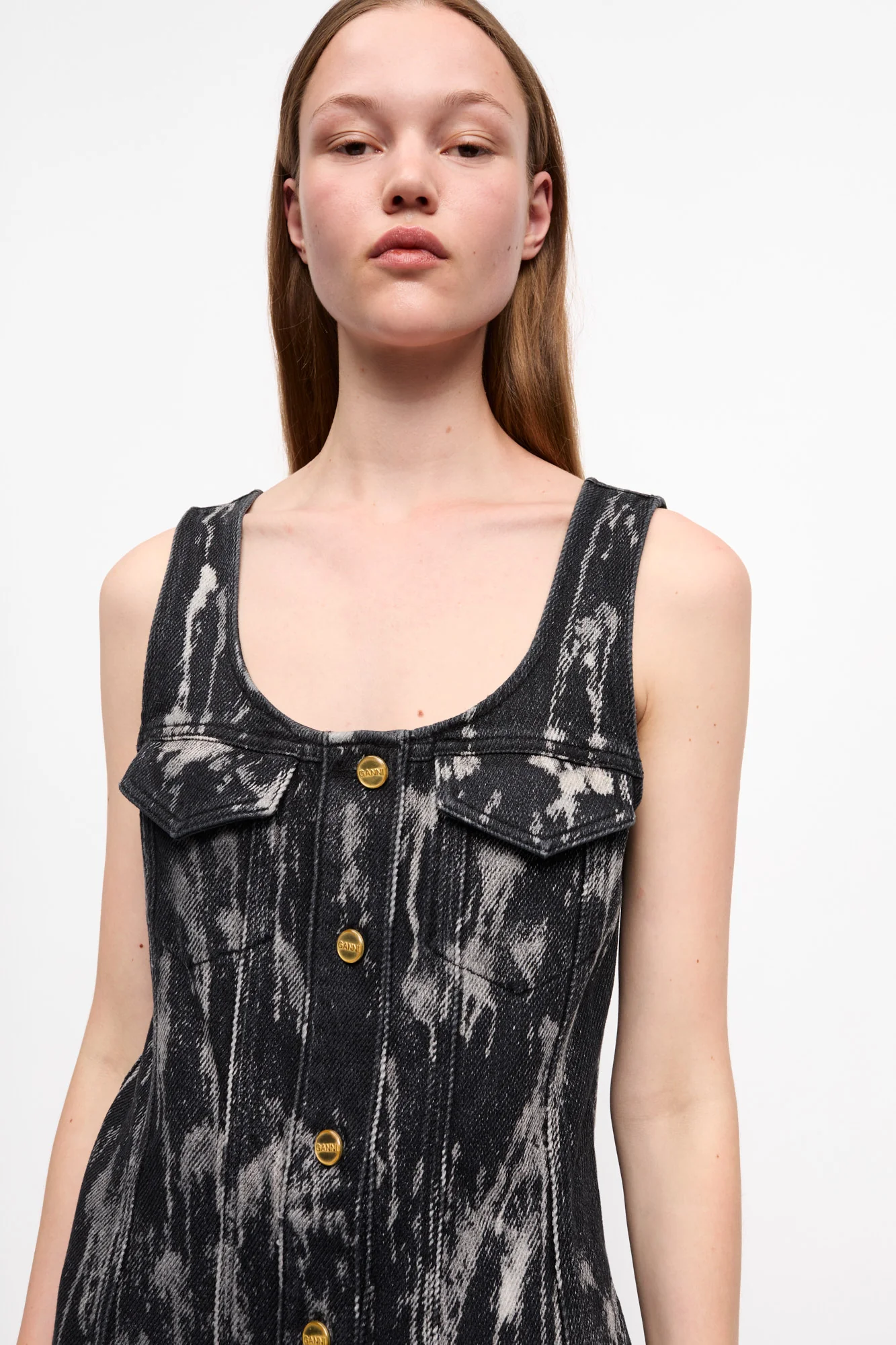 Heavy Denim Mini Dress | Washed Black/Black - Image 6