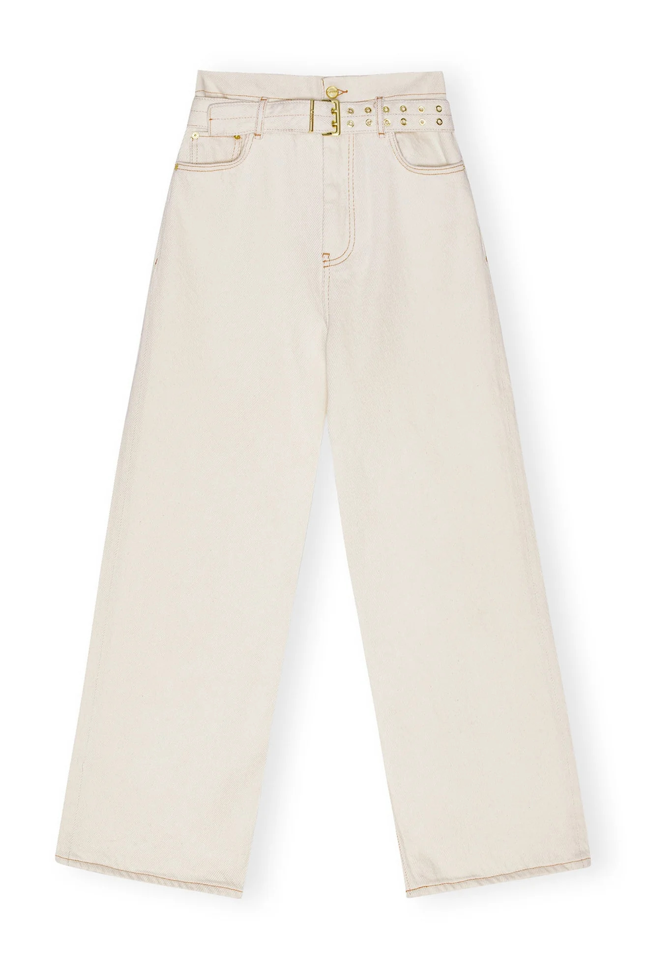 Heavy Denim Paperbag Jeans | Egret