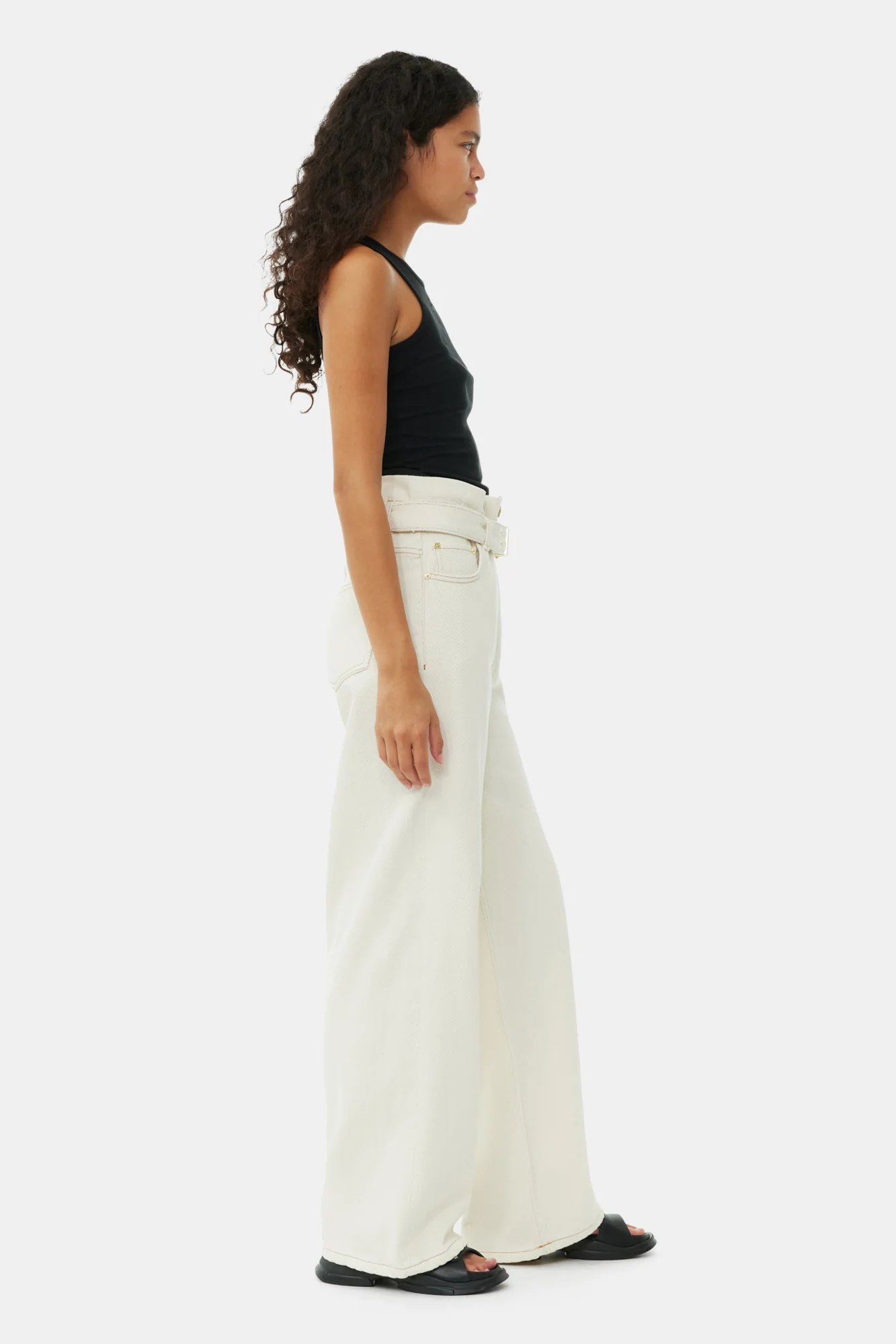 Heavy Denim Paperbag Jeans | Egret - Image 5