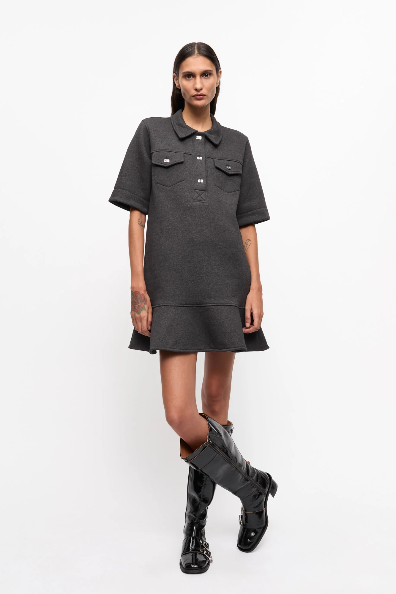 Heavy Fleece Mini Dress | Phantom - Image 3