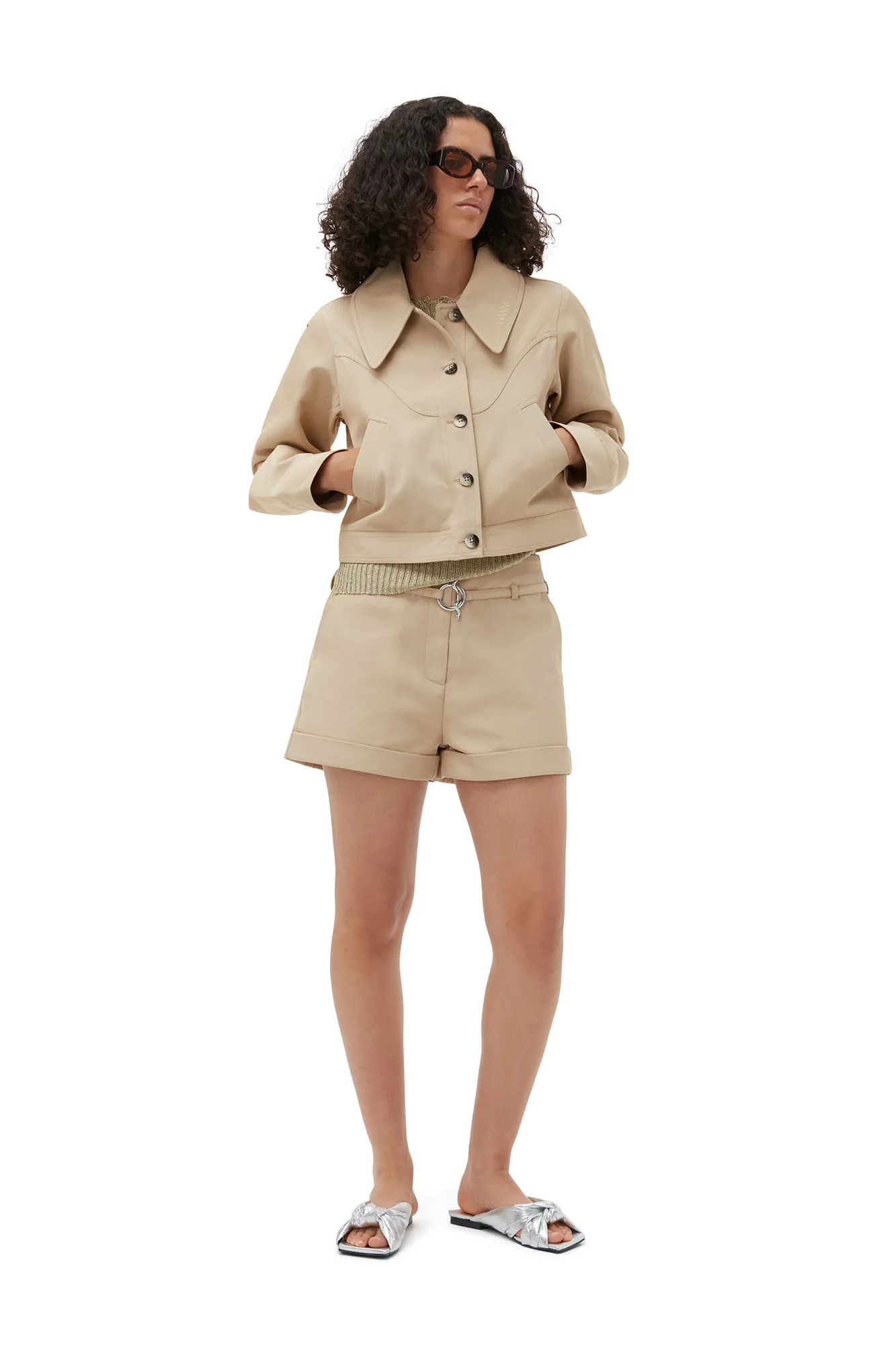 Heavy Twill Belt Shorts | Pale Khaki - Image 3