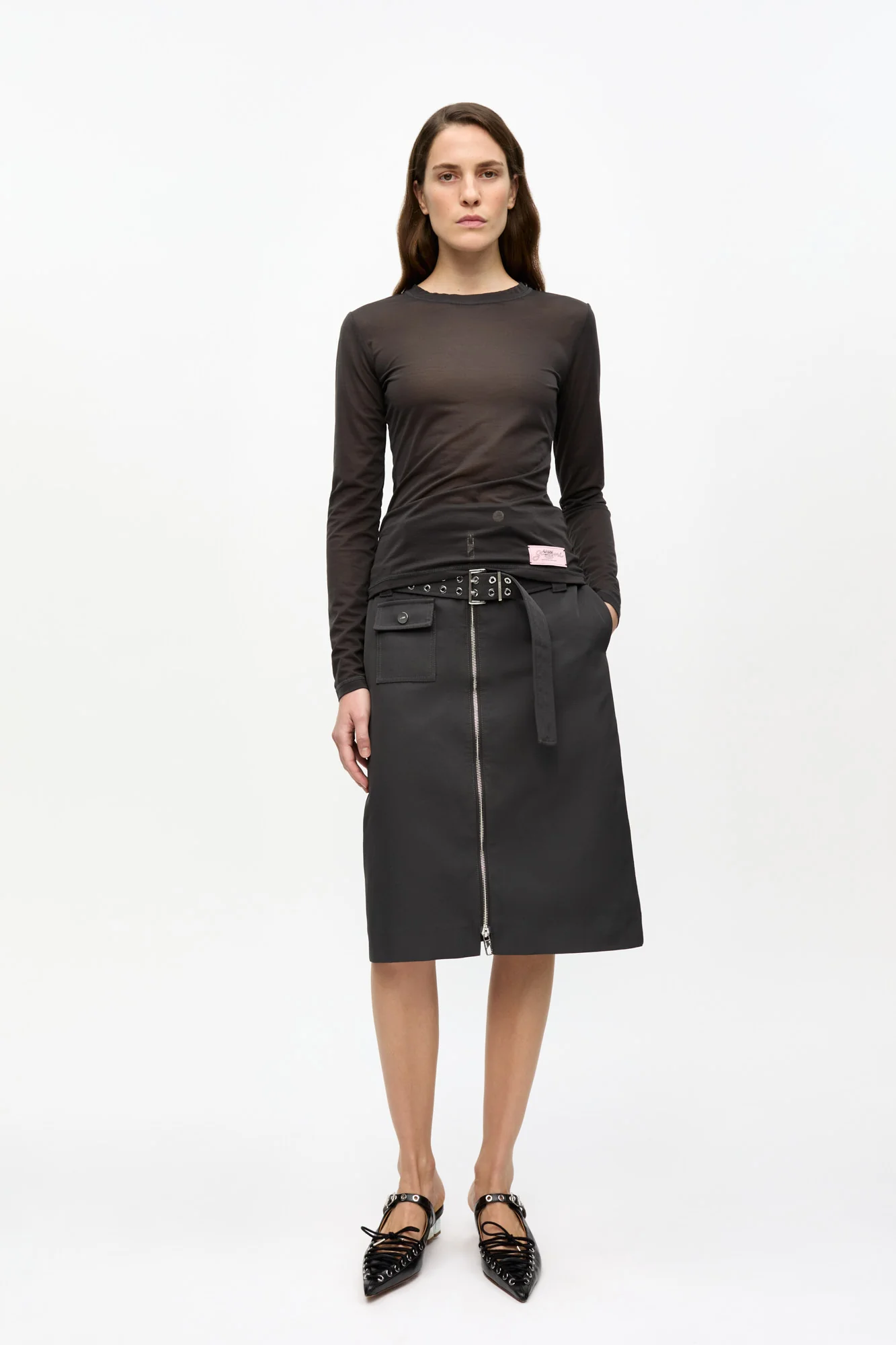 Heavy Twill Midi Skirt | Phantom - Image 3