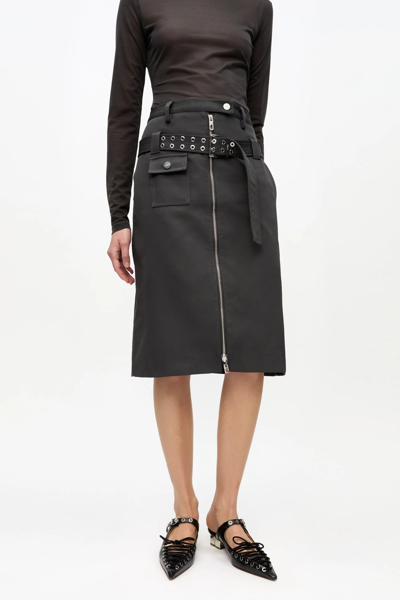 Heavy Twill Midi Skirt | Phantom - Image 4