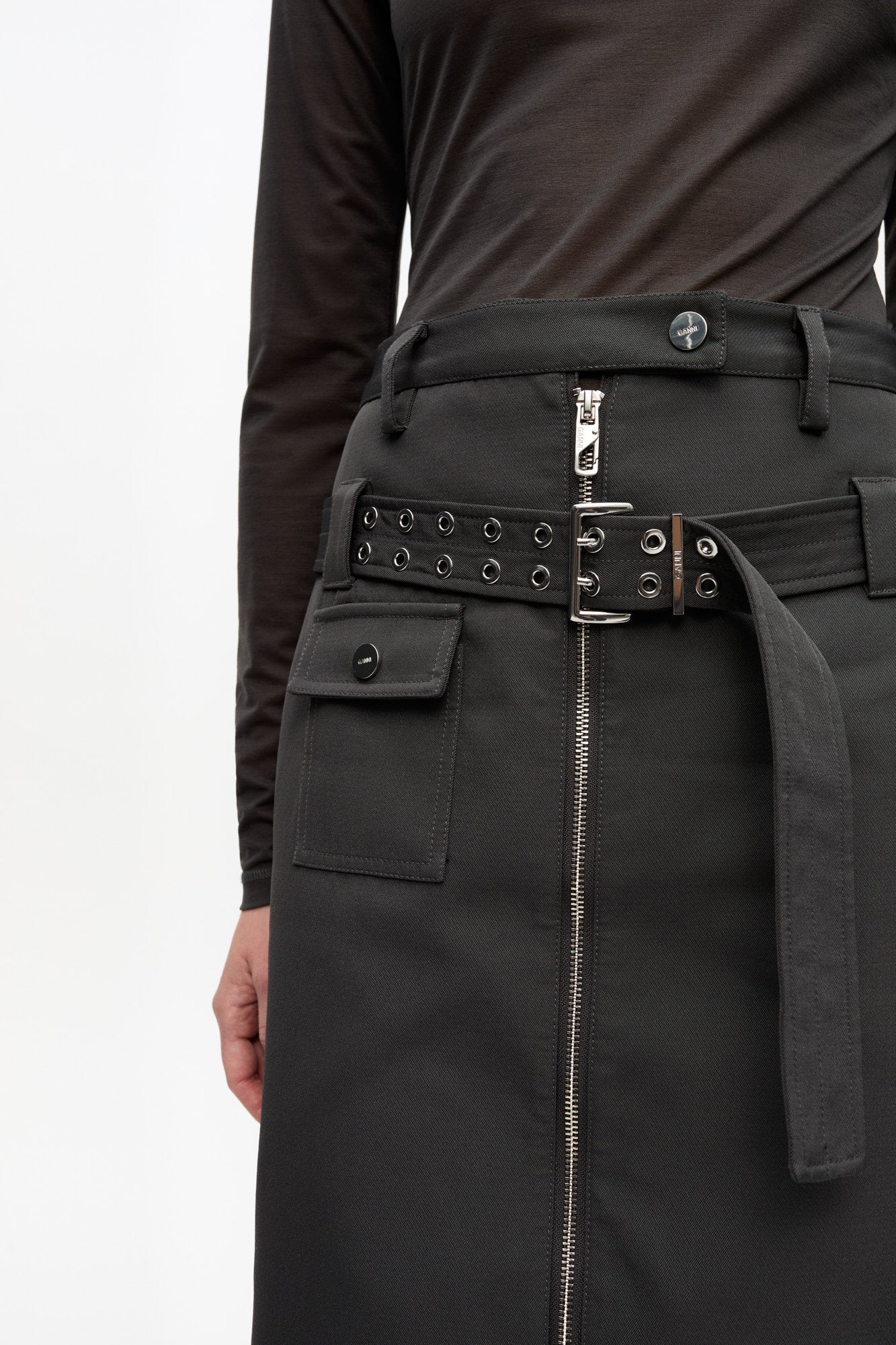 Heavy Twill Midi Skirt | Phantom - Image 6