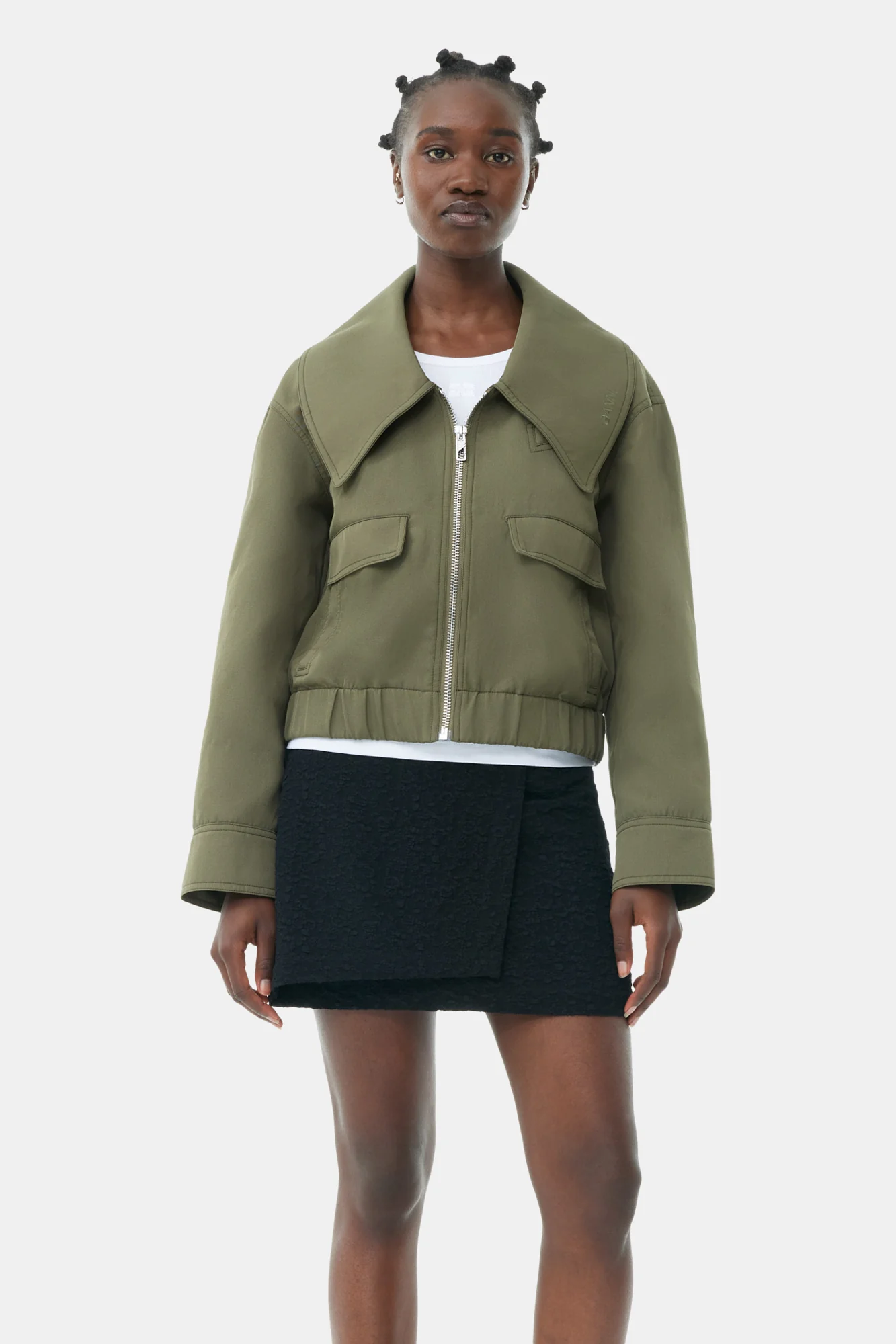 Heavy Twill Wide Collar Short Jacket | Kalamata - Image 3