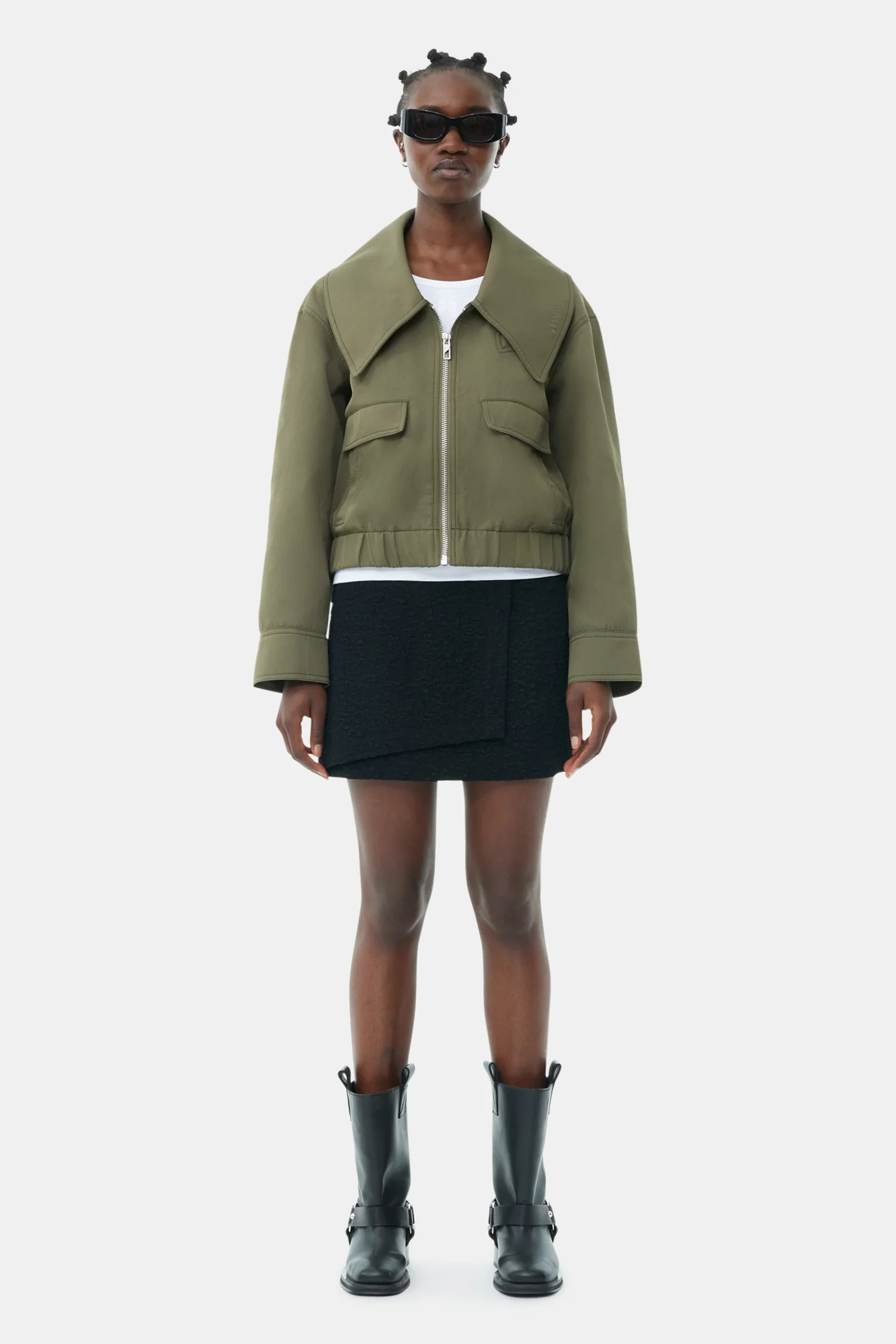 Heavy Twill Wide Collar Short Jacket | Kalamata - Image 4