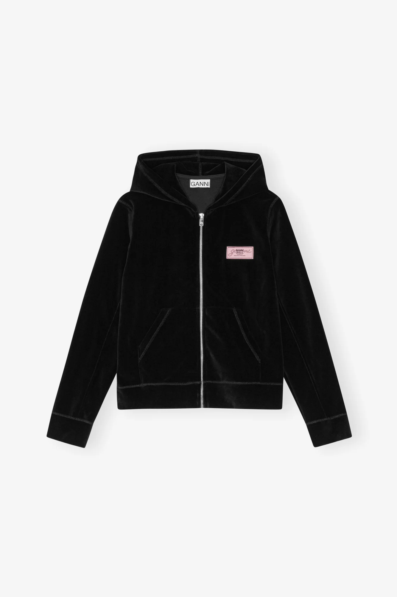 Heavy Velour Zip Hoodie | Black