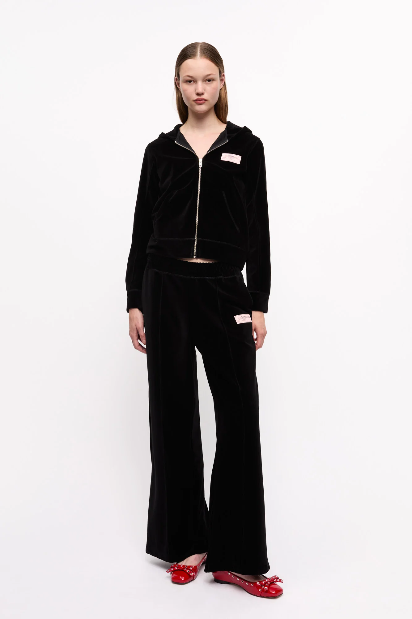 Heavy Velour Zip Hoodie | Black - Image 4