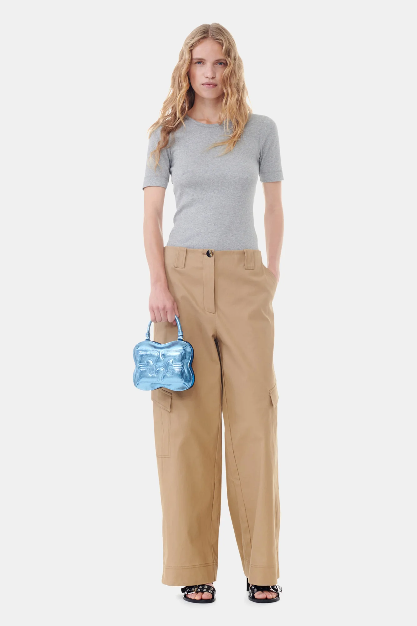 Herringbone Canvas Mid Waist Trousers | Tiger's Eye - Image 3