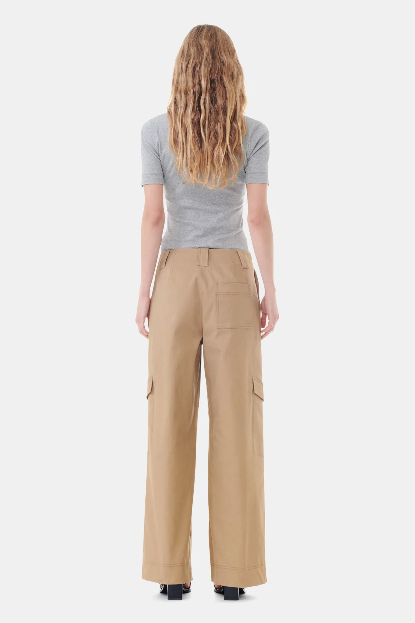 Herringbone Canvas Mid Waist Trousers | Tiger's Eye - Image 5