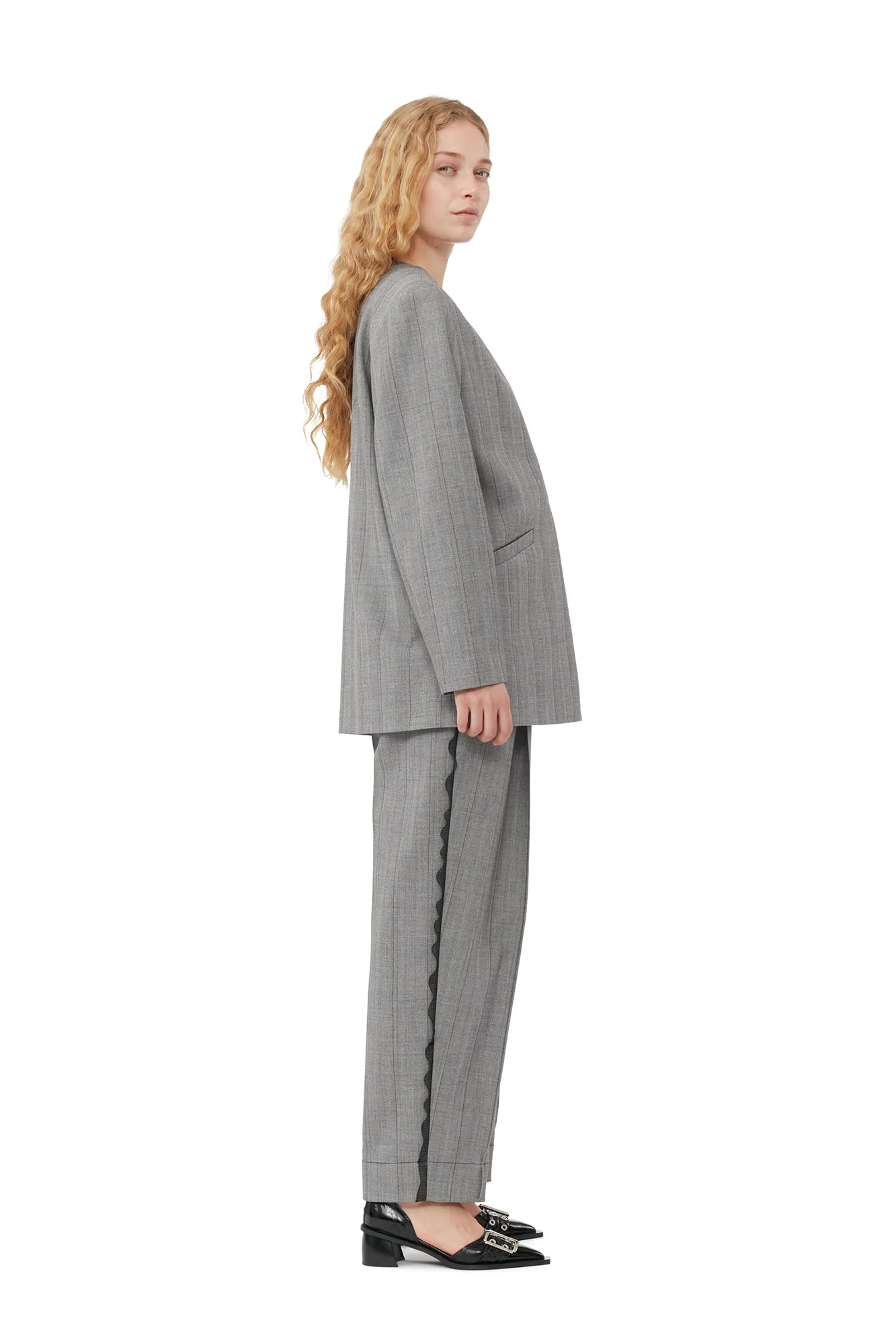 Herringbone Suiting Blazer | Frost Gray - Image 4