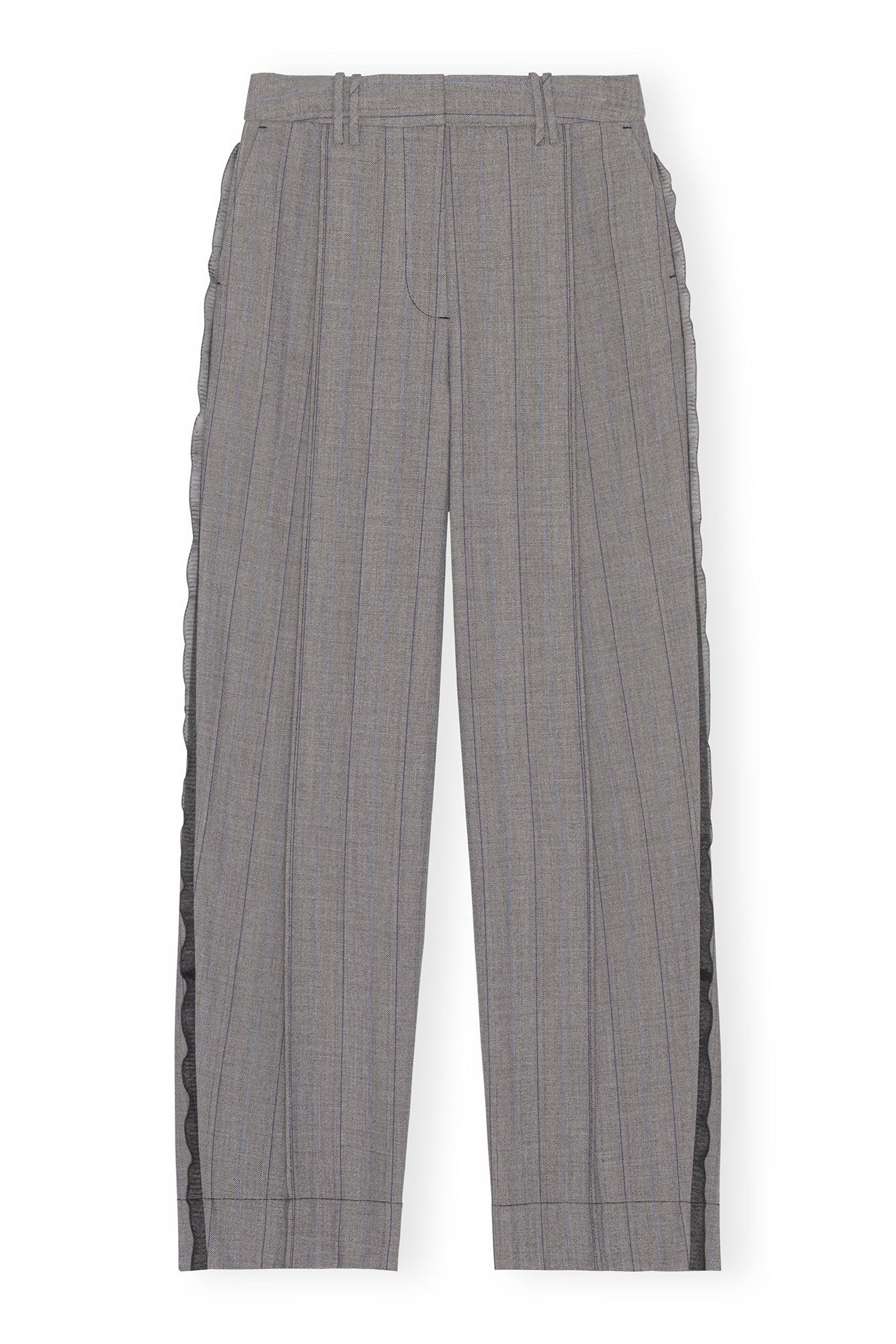 Herringbone Suiting Pleated Trousers | Frost Gray
