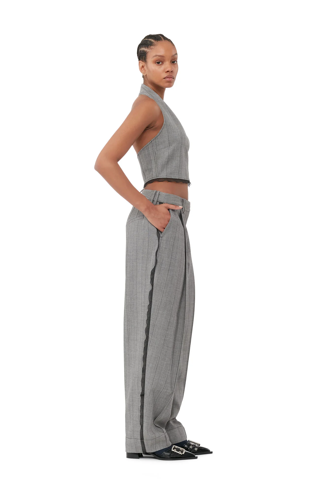 Herringbone Suiting Vest | Frost Gray - Image 4