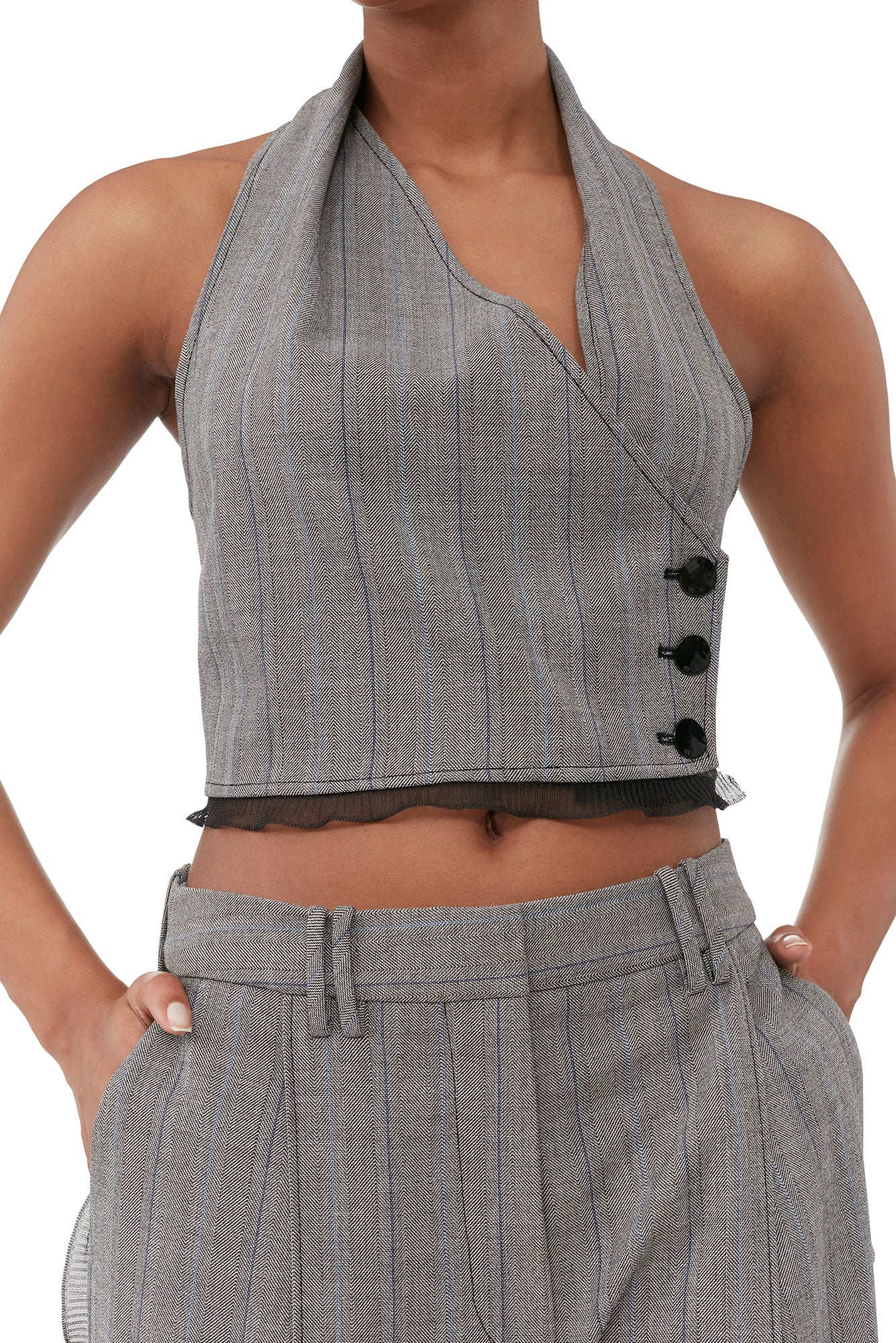 Herringbone Suiting Vest | Frost Gray - Image 7