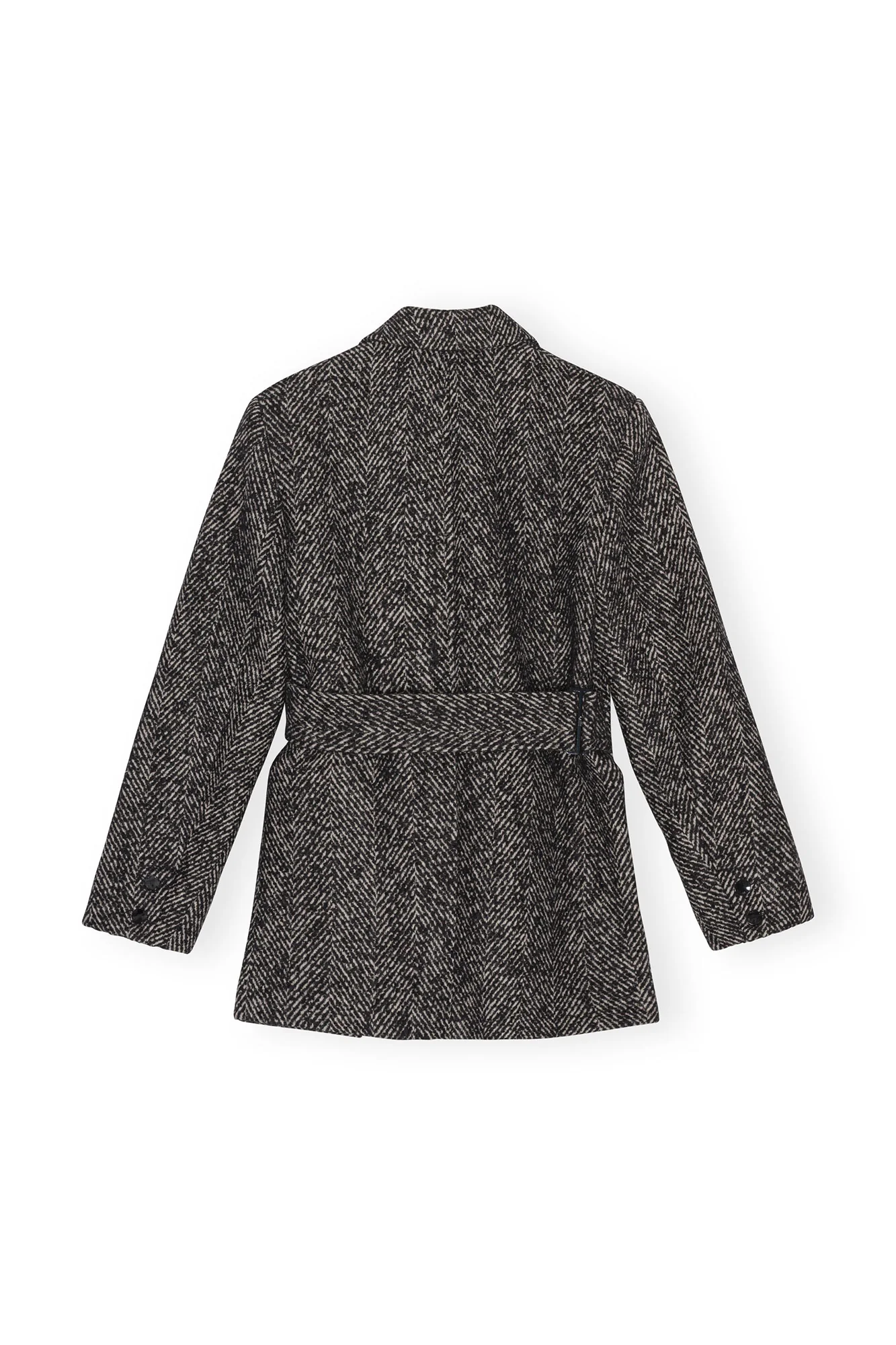 Herringbone Wool Belt Blazer | Black - Image 2