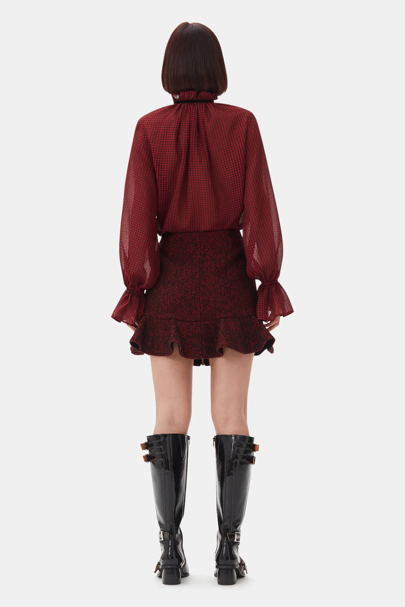 Herringbone Wool Mini Skirt | Winery - Image 5