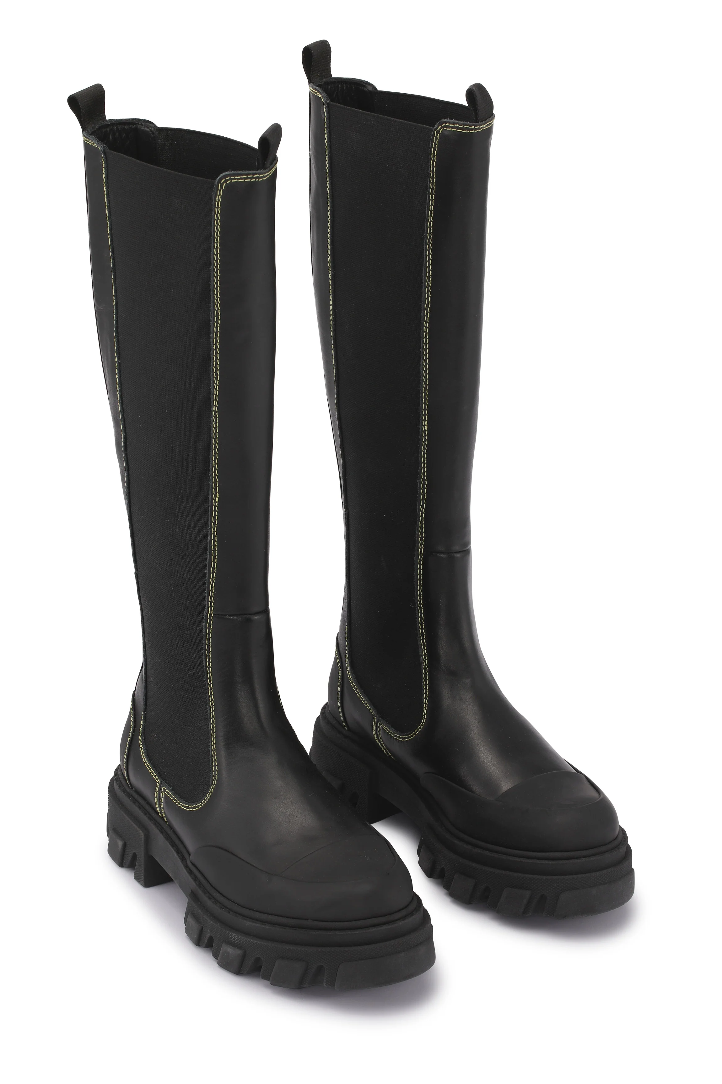 High Chelsea Boot Yellow Stitch | Black - Image 2