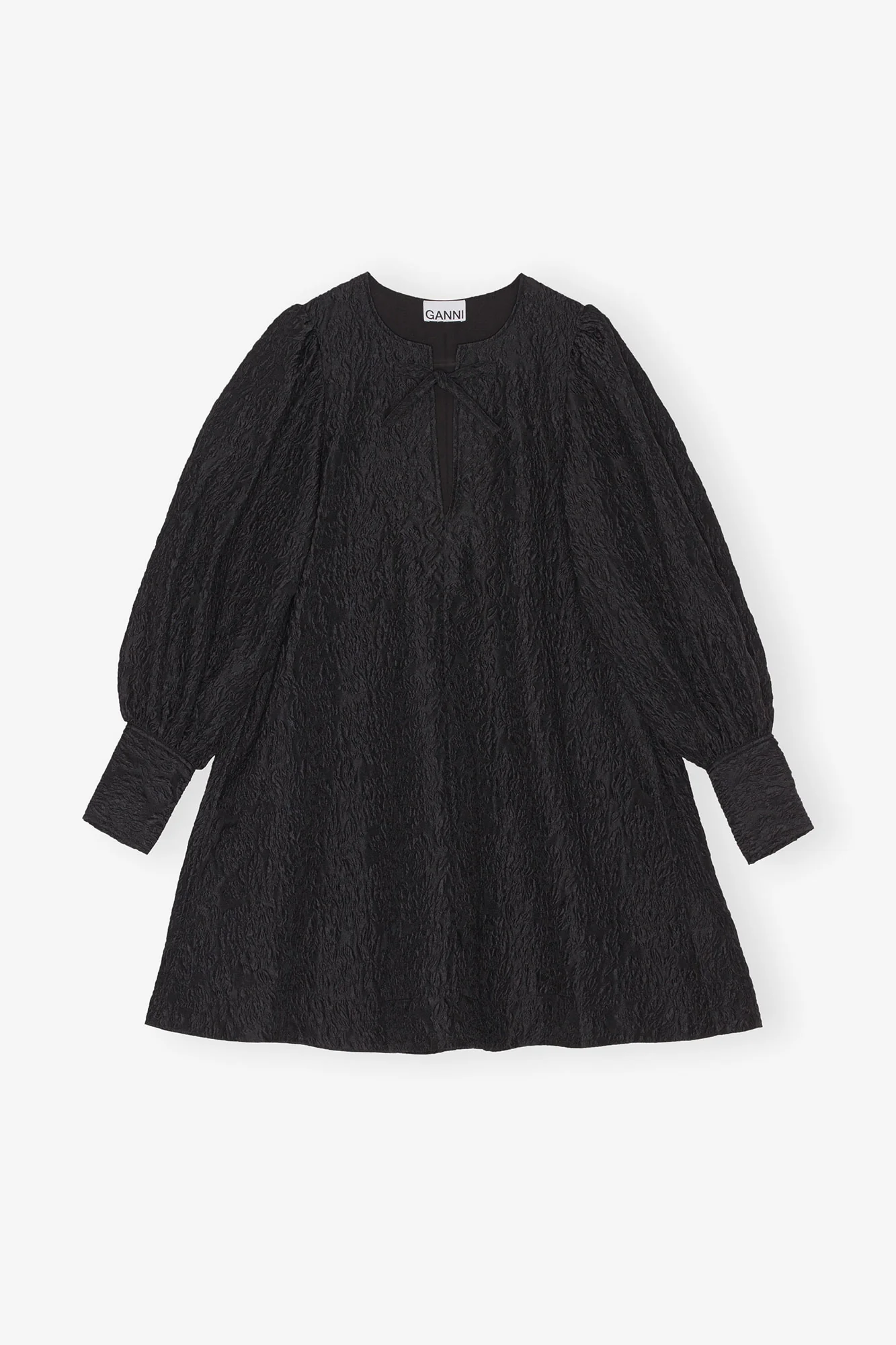 Jacquard Organza A-shaped Mini Dress | Black - Image 2