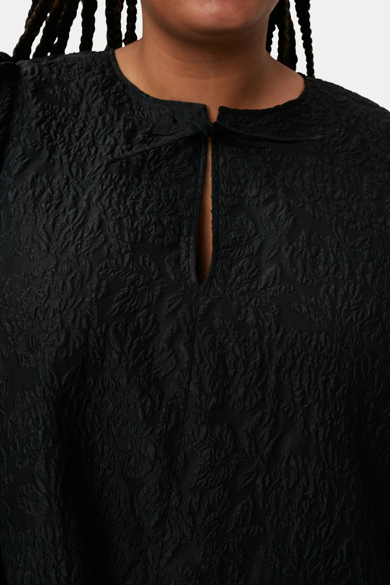 Jacquard Organza A-shaped Mini Dress | Black - Image 9