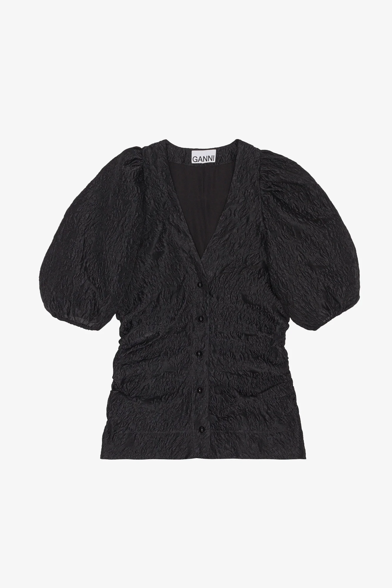 Jacquard V-Neck Blouse | Black - Image 2