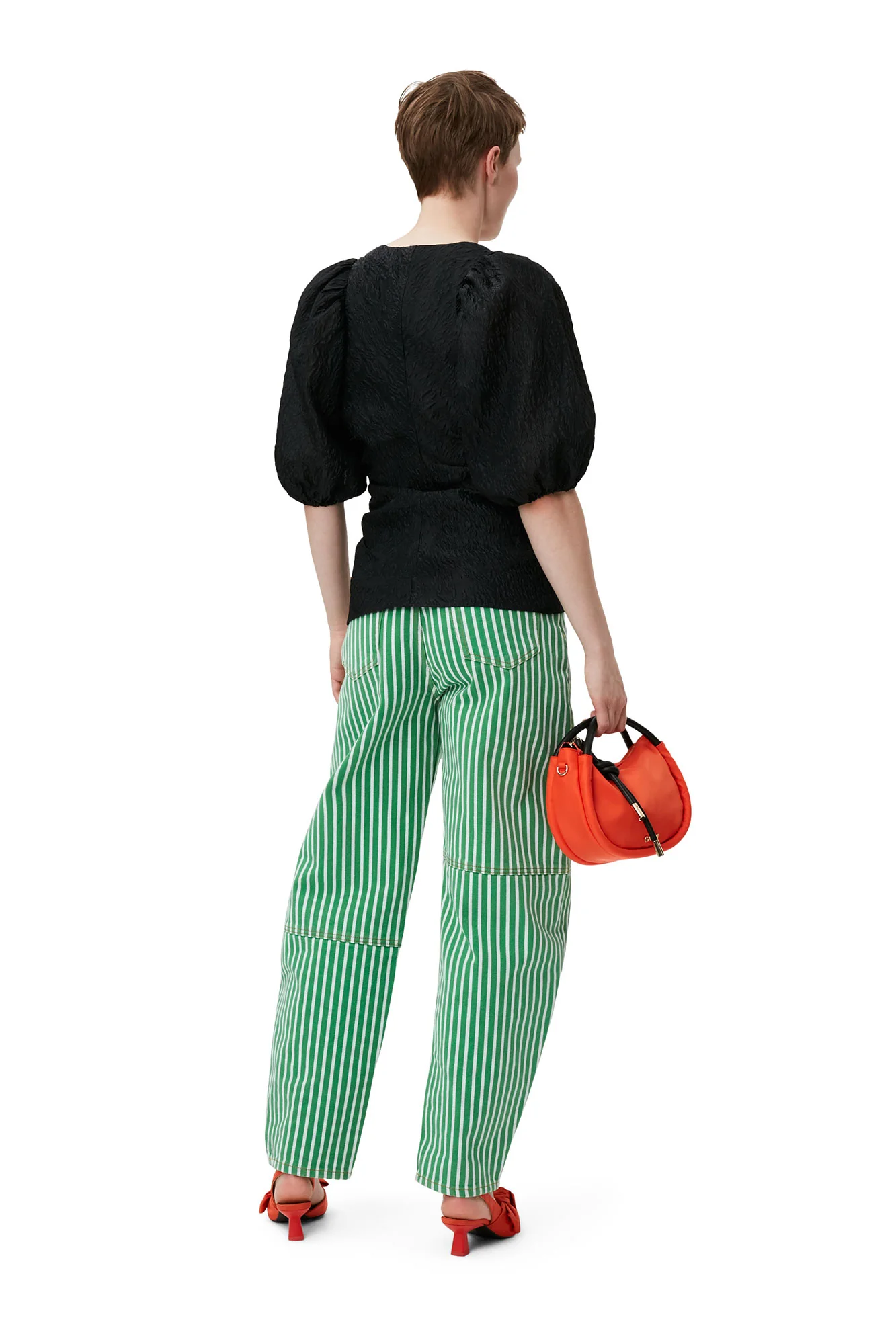 Jacquard V-Neck Blouse | Black - Image 6