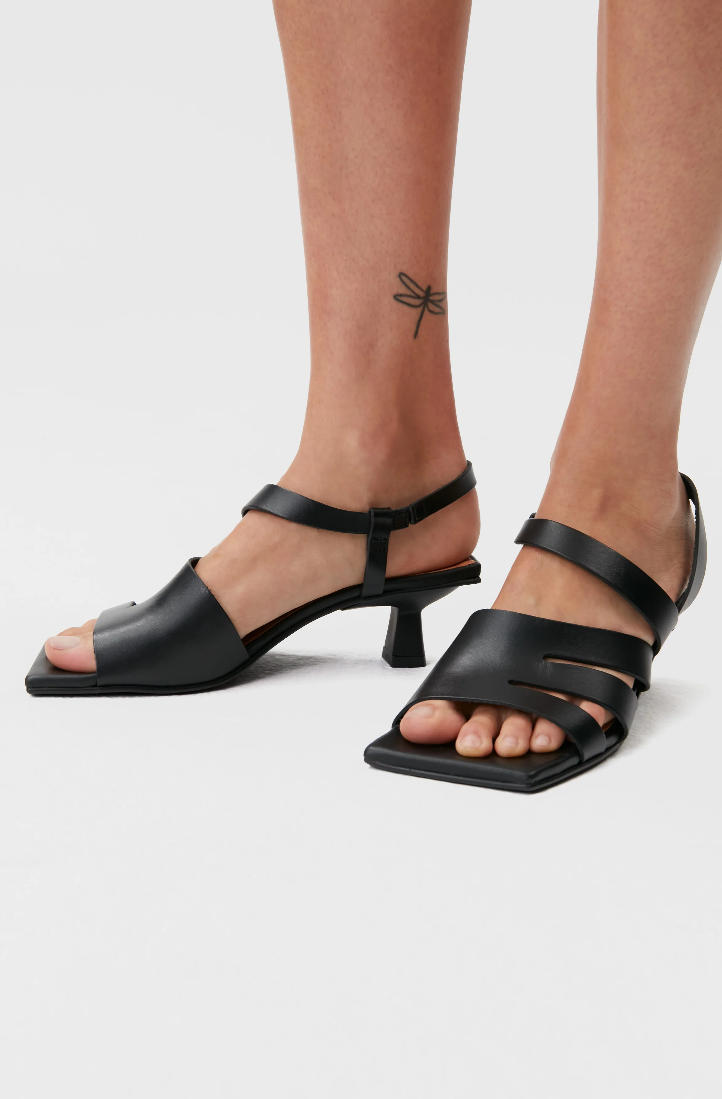 Kitten Heel Strappy Sandals | Black - Image 5
