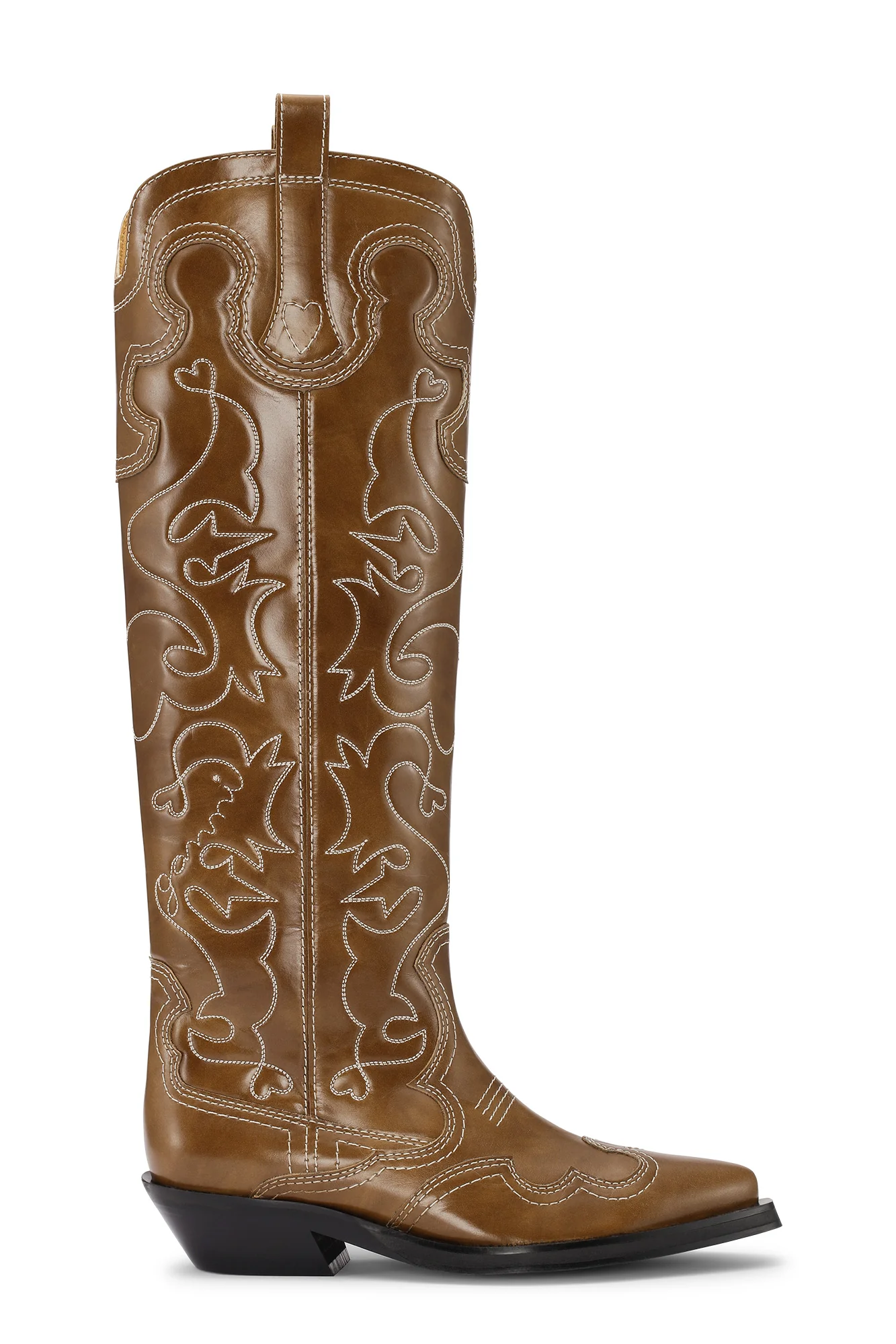 Knee-High Embroidered Western Boots | Tiger's Eye