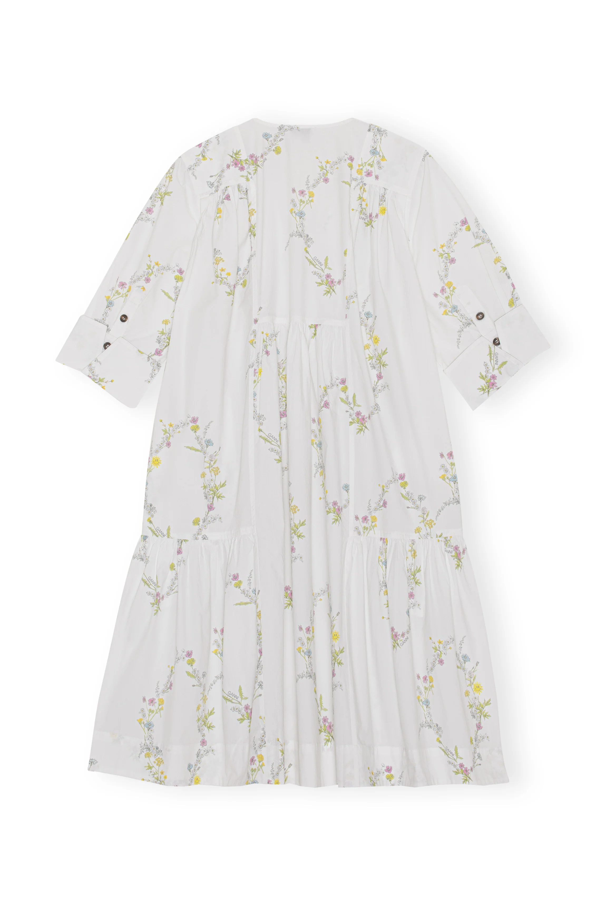 Knee-length Poplin Dress | Floral Shape Bright White - Image 2