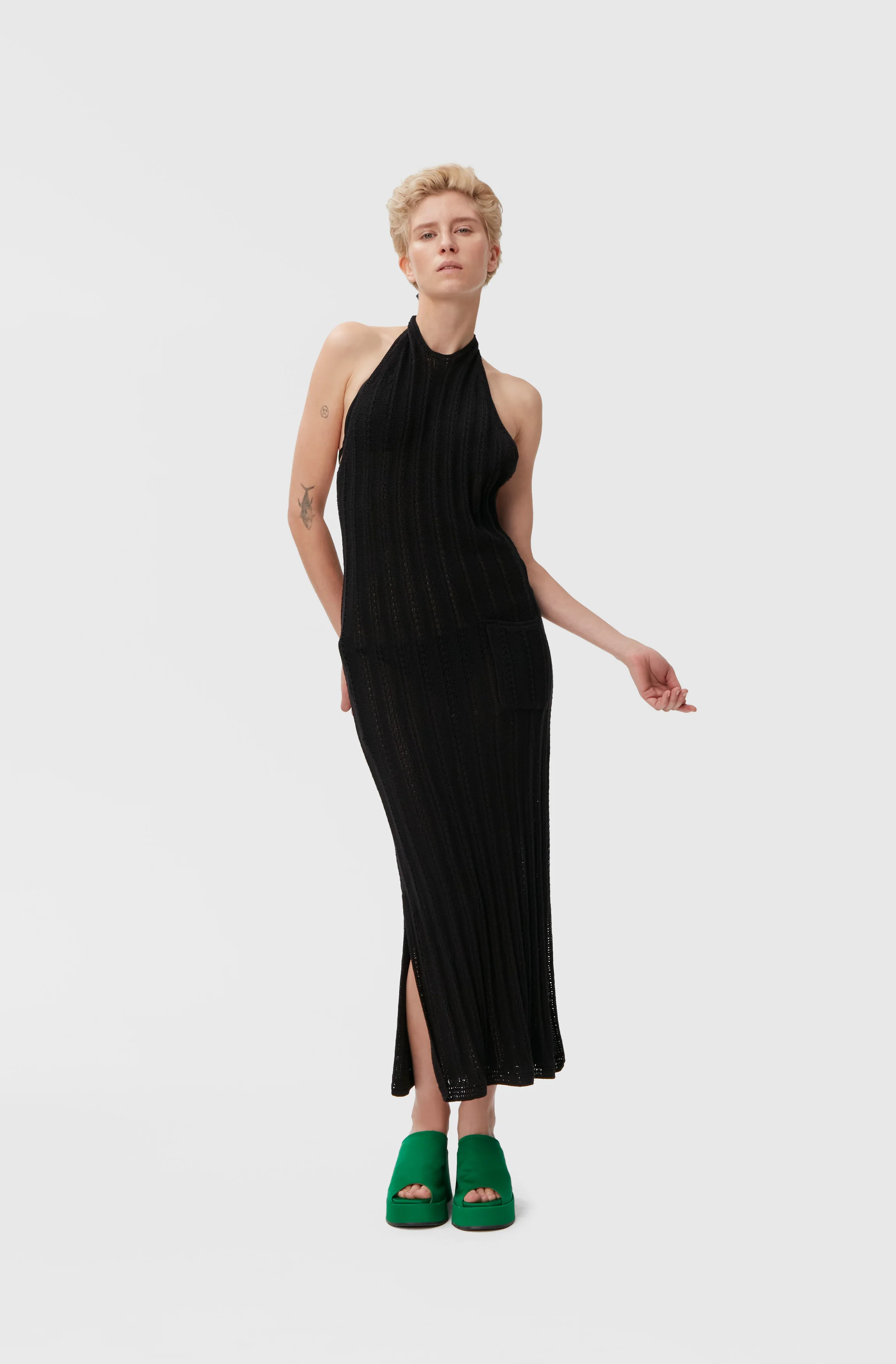 Knit Halter Midi Dress | Black - Image 3