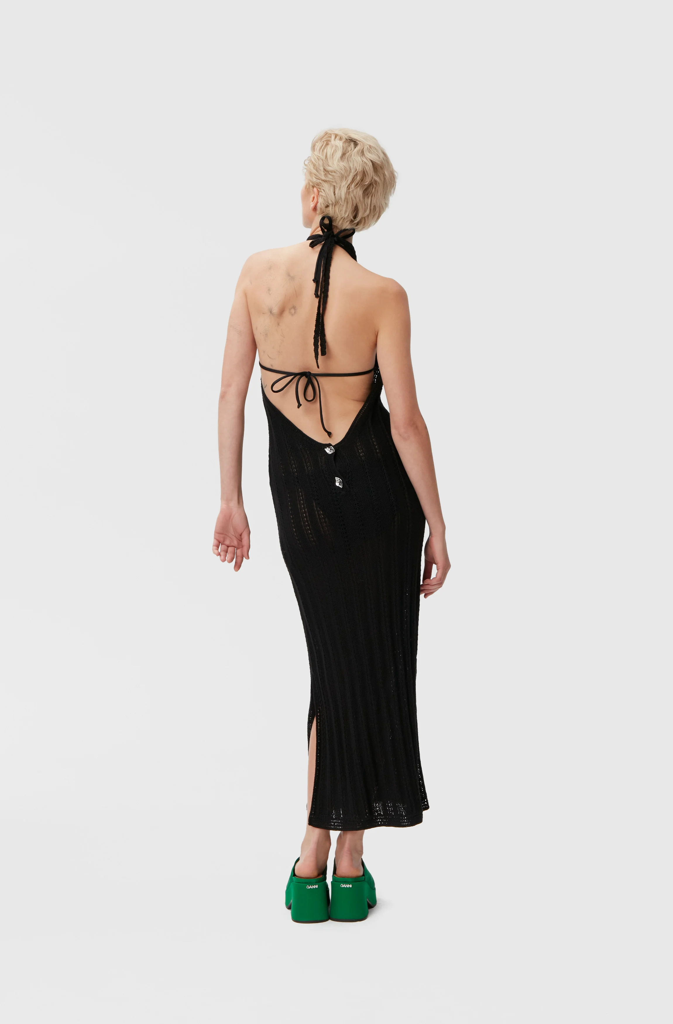 Knit Halter Midi Dress | Black - Image 4