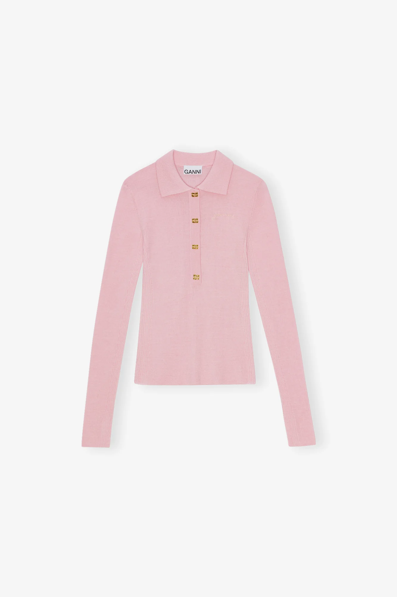 Knitted Polo Shirt | Chalk Pink