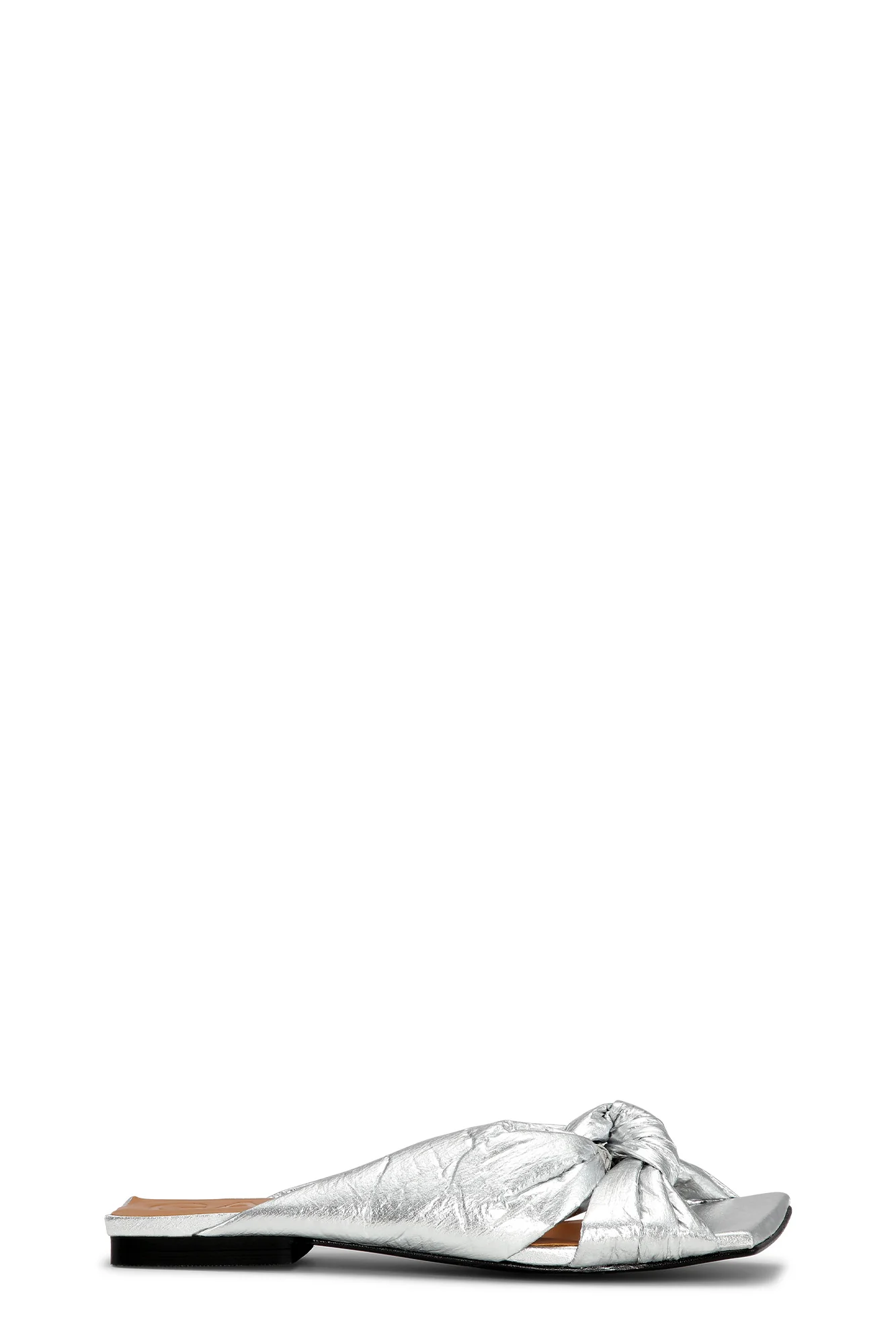 Knot Detail Flat Mules | Silver
