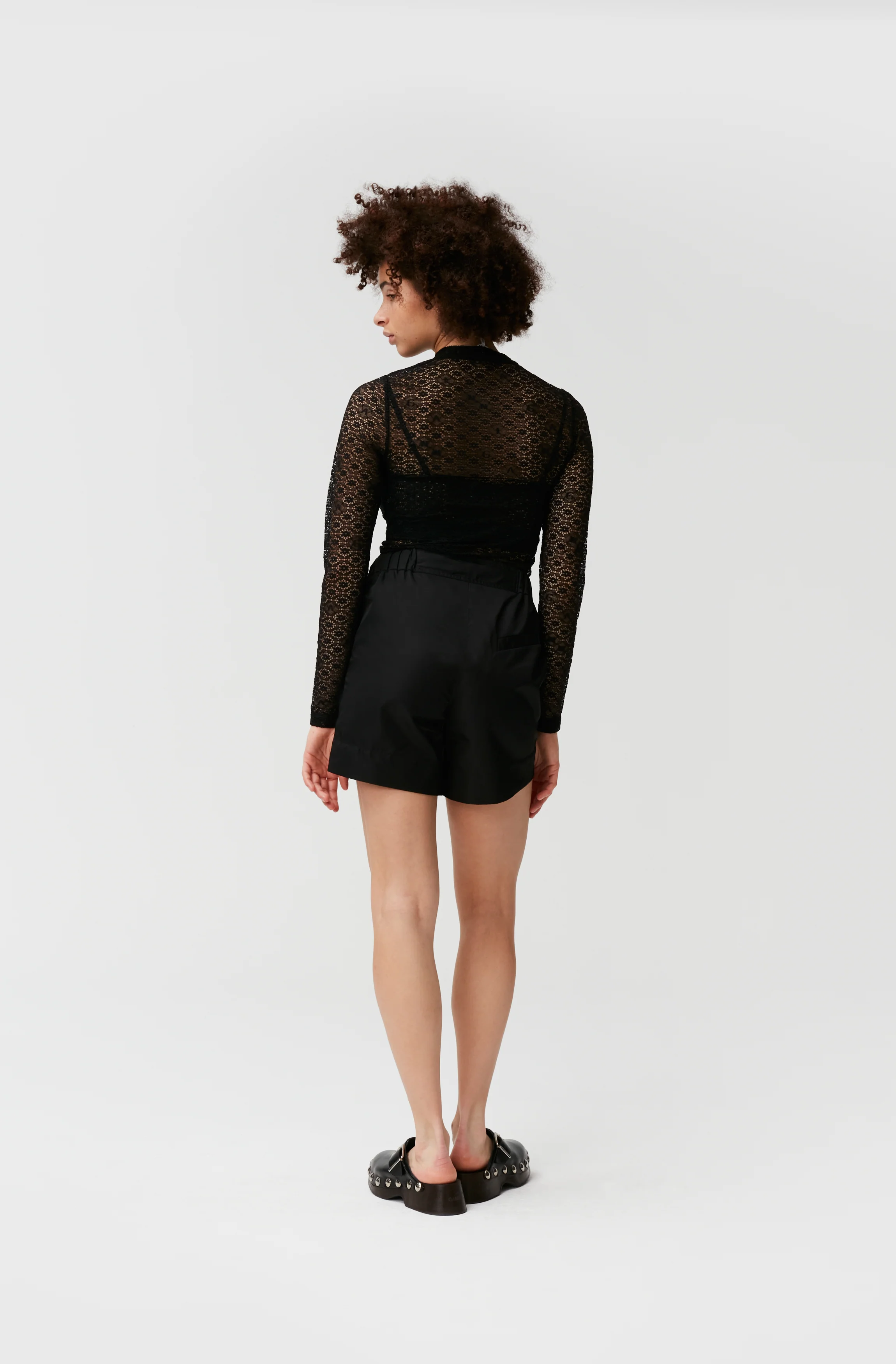 Lace Ruched Seam Top | Black - Image 4