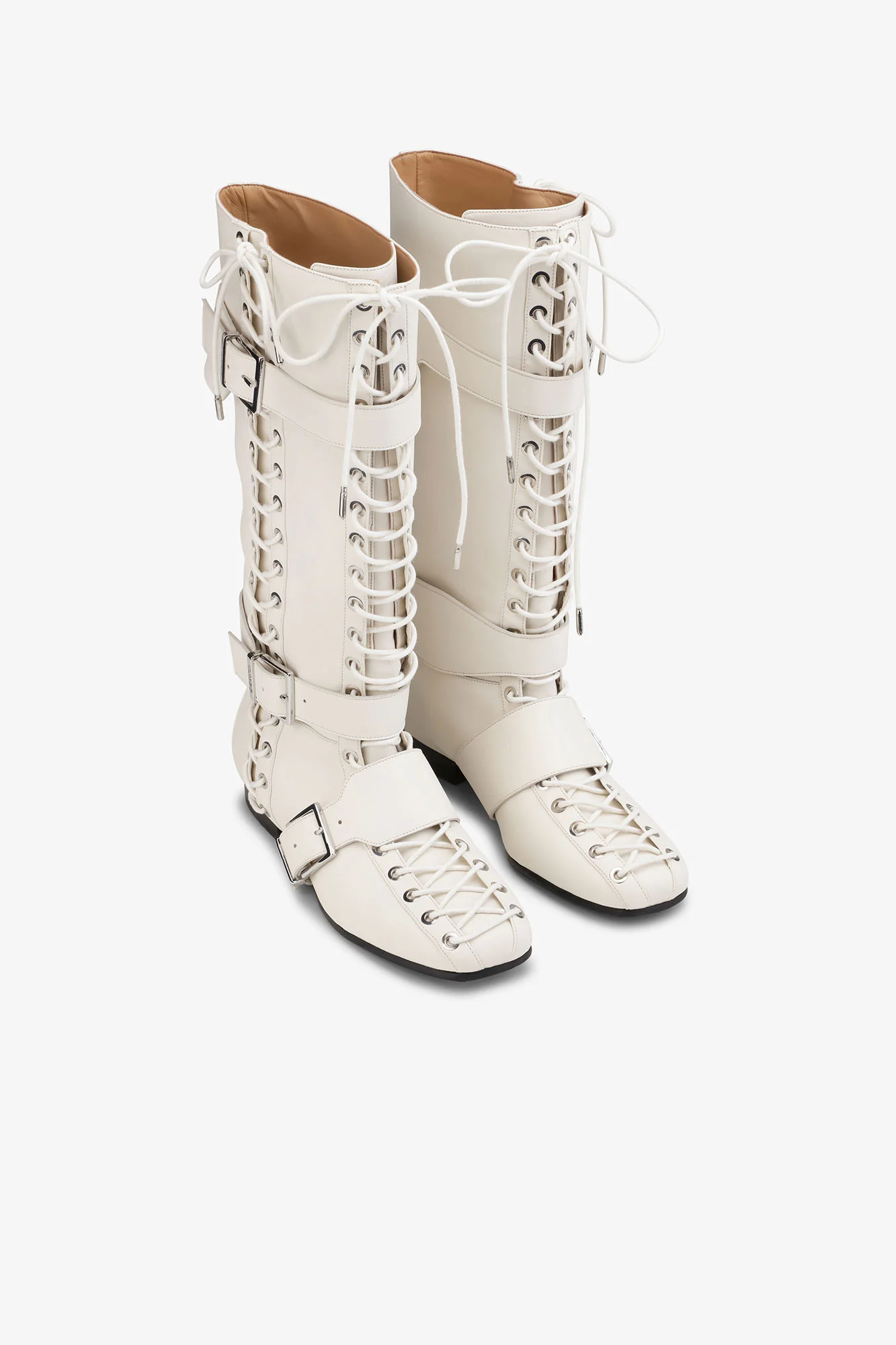 Lace-Up High Boots | Egret - Image 2