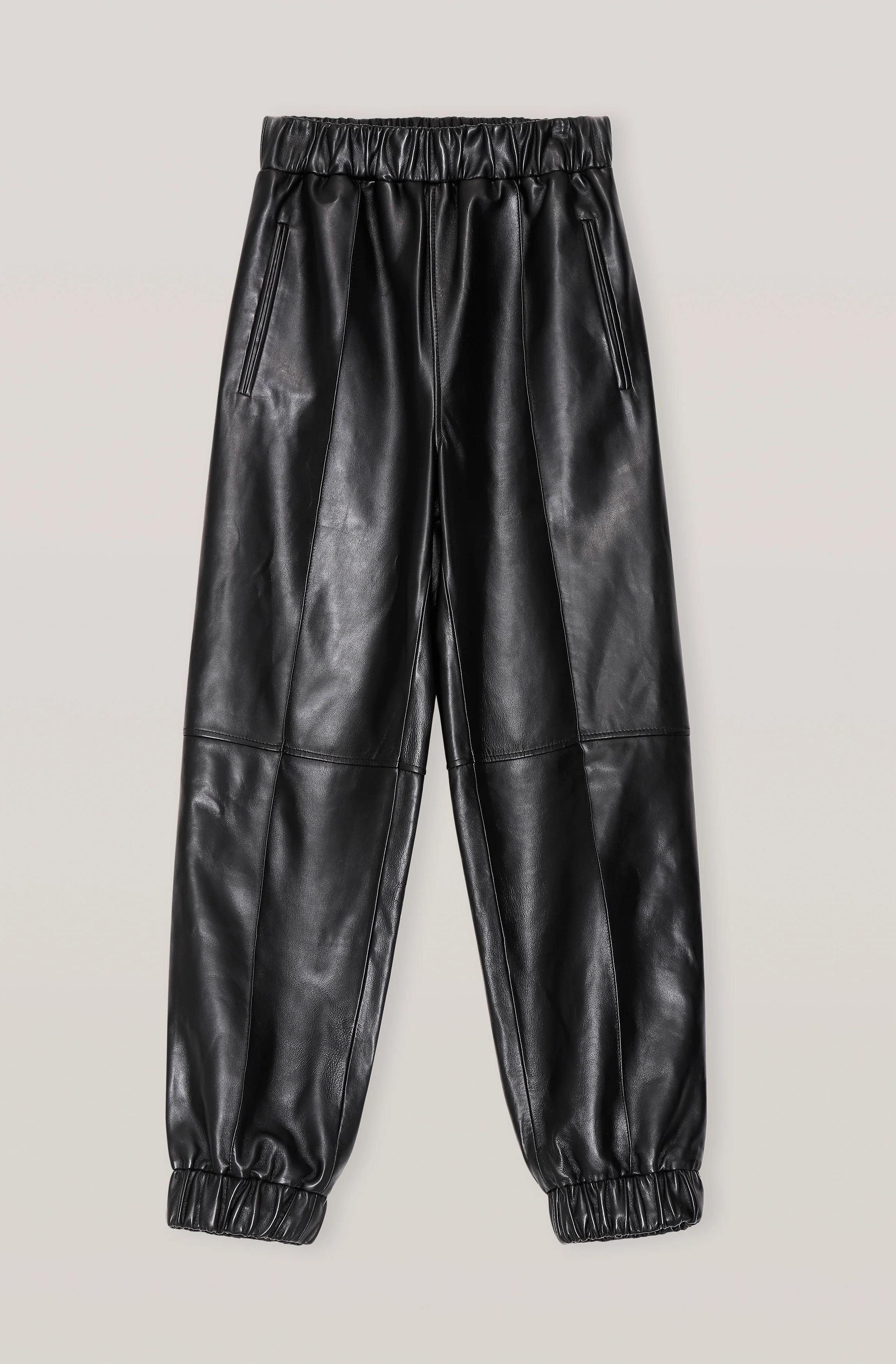 Lamb Leather Jogger Pants | Black