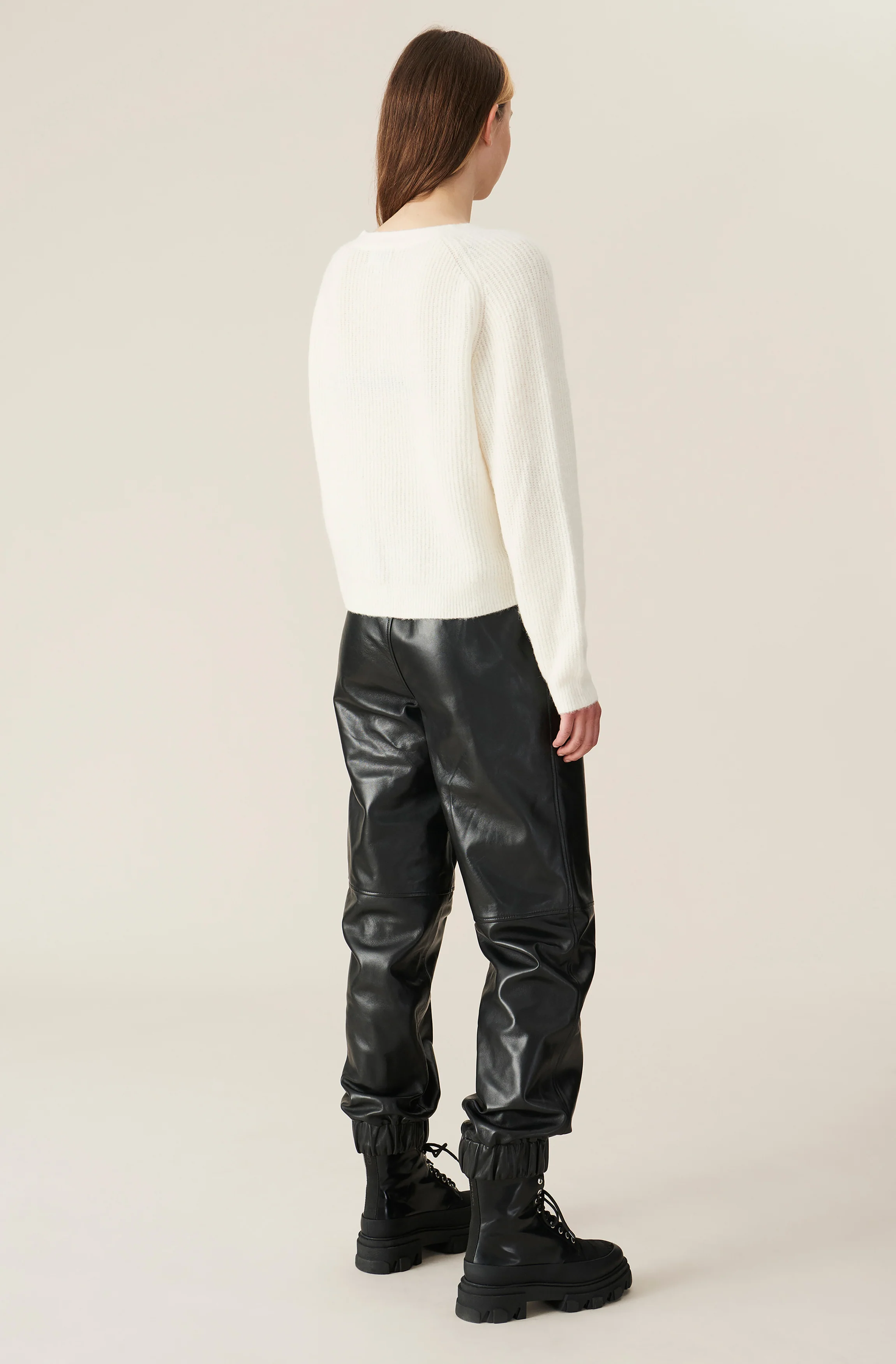 Lamb Leather Jogger Pants | Black - Image 3