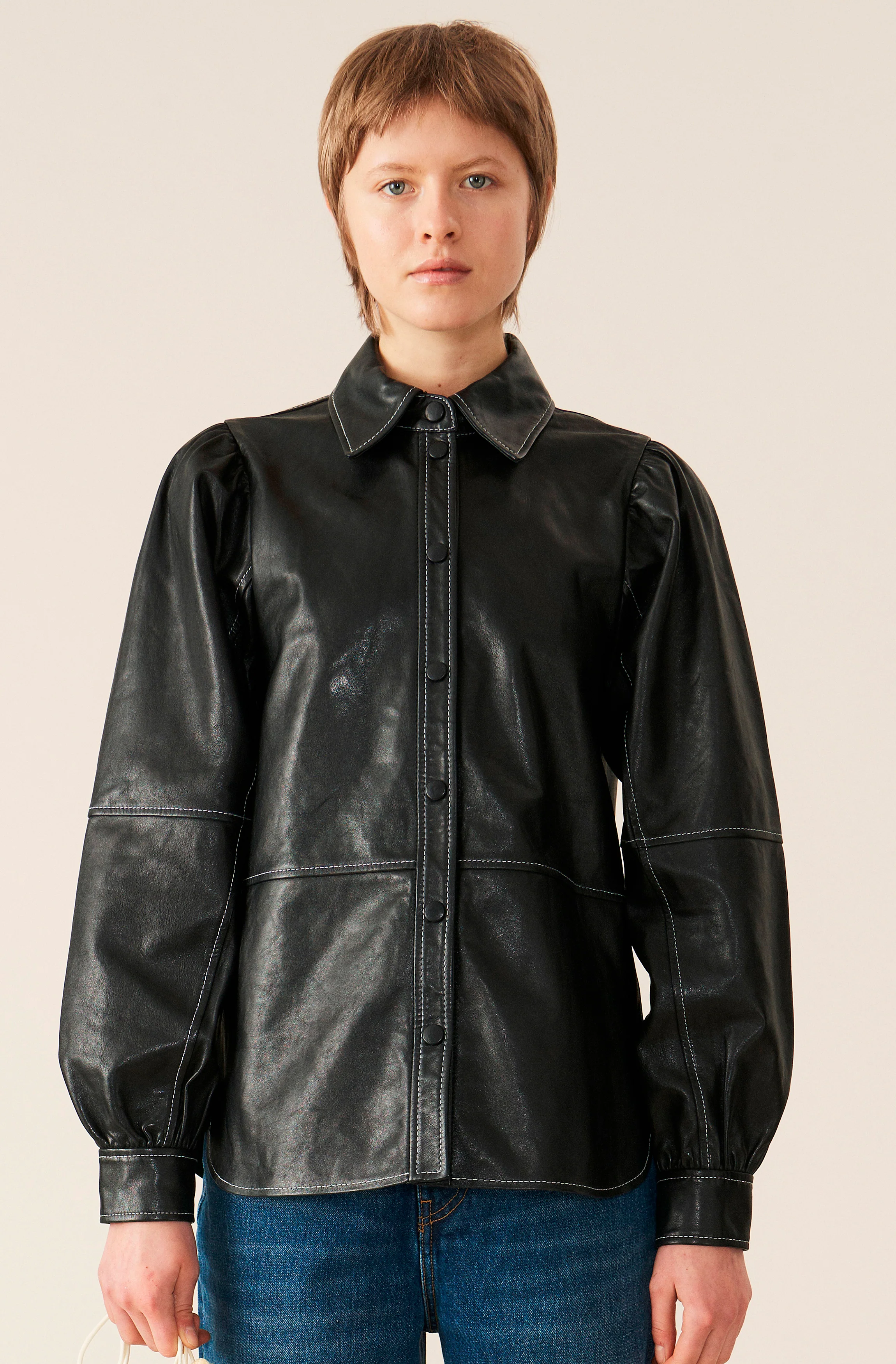 Lamb Leather Shirt | Black - Image 2