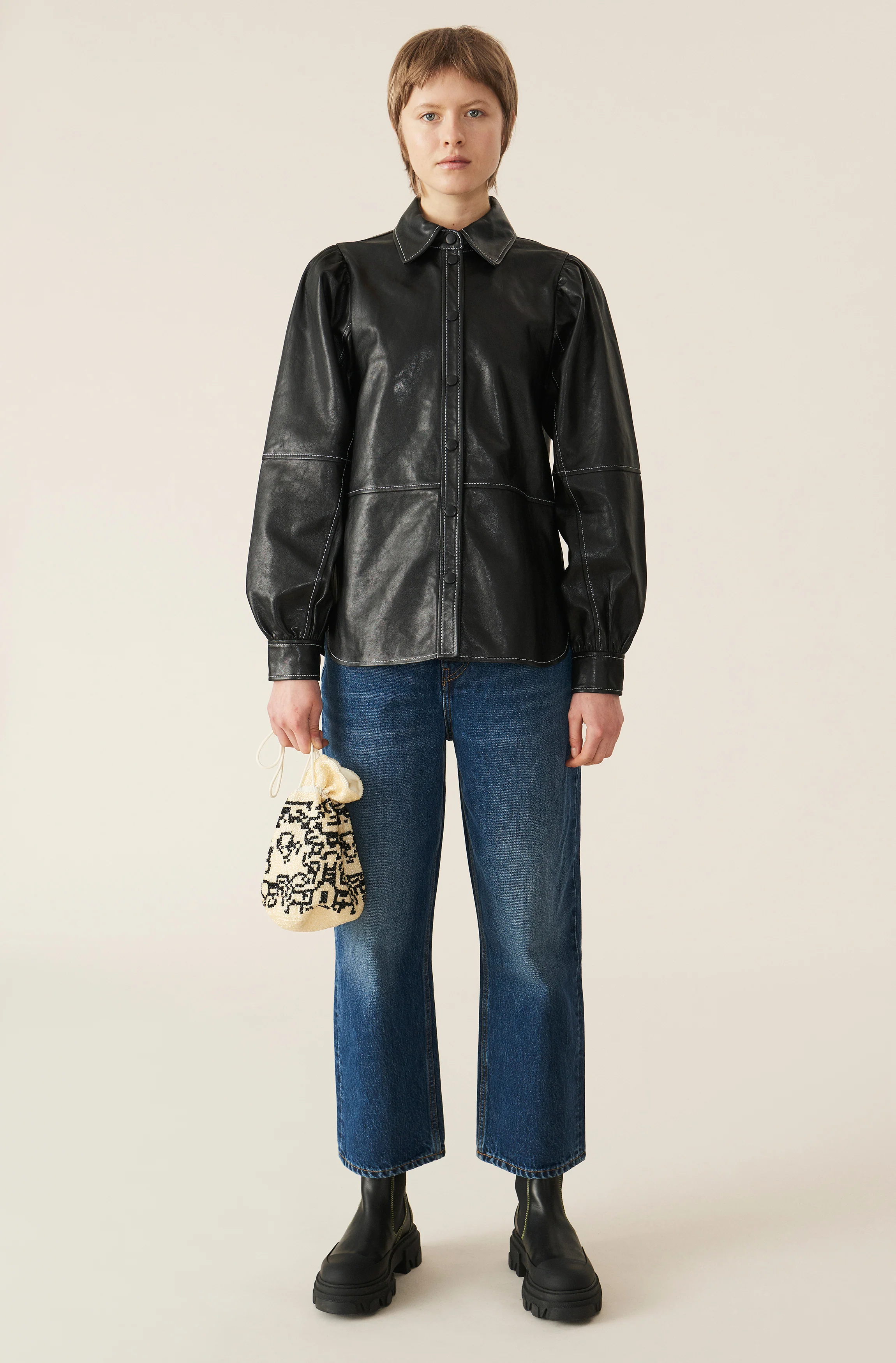Lamb Leather Shirt | Black - Image 3