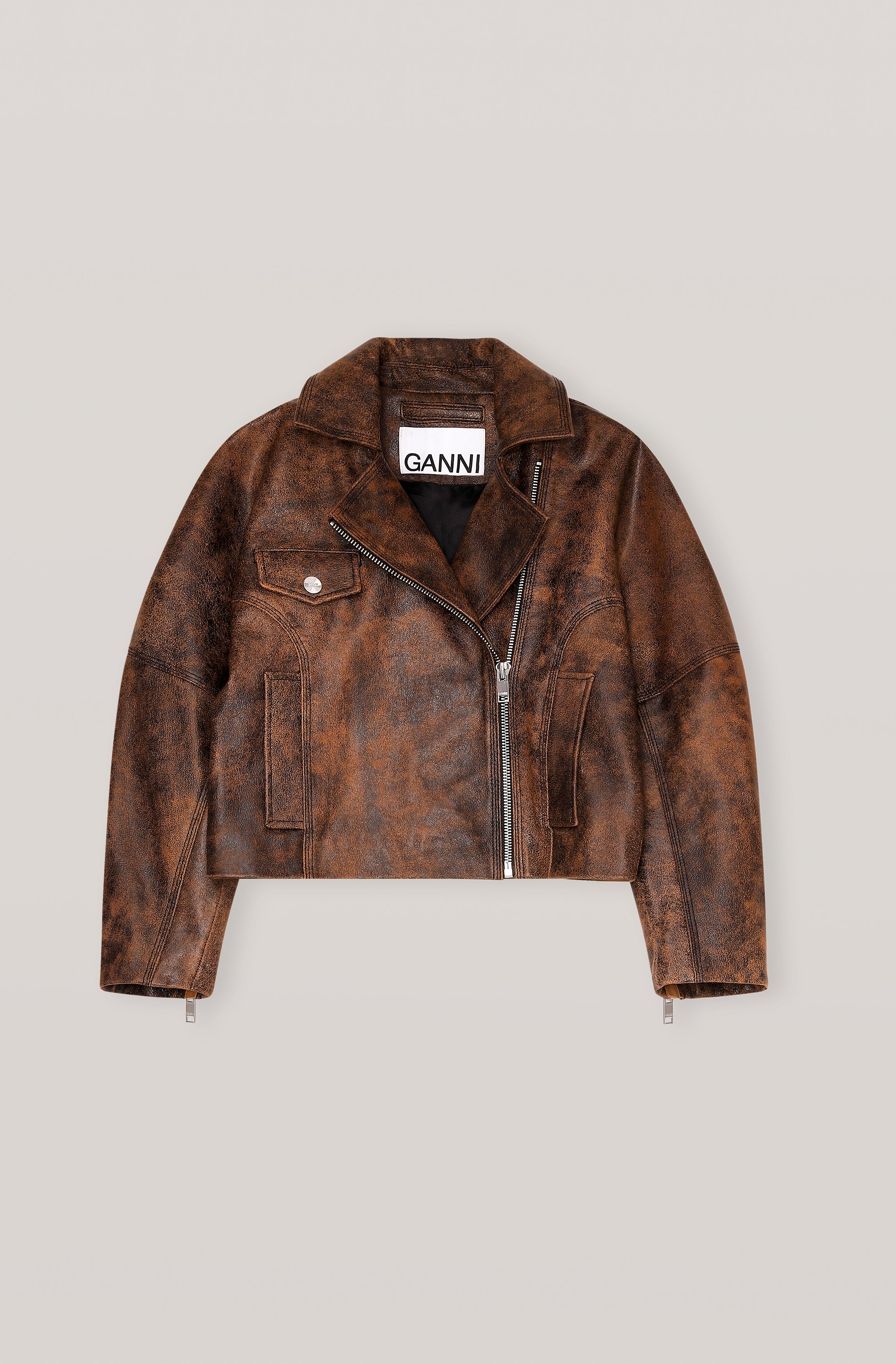 Leather Cropped Jacket | Cognac