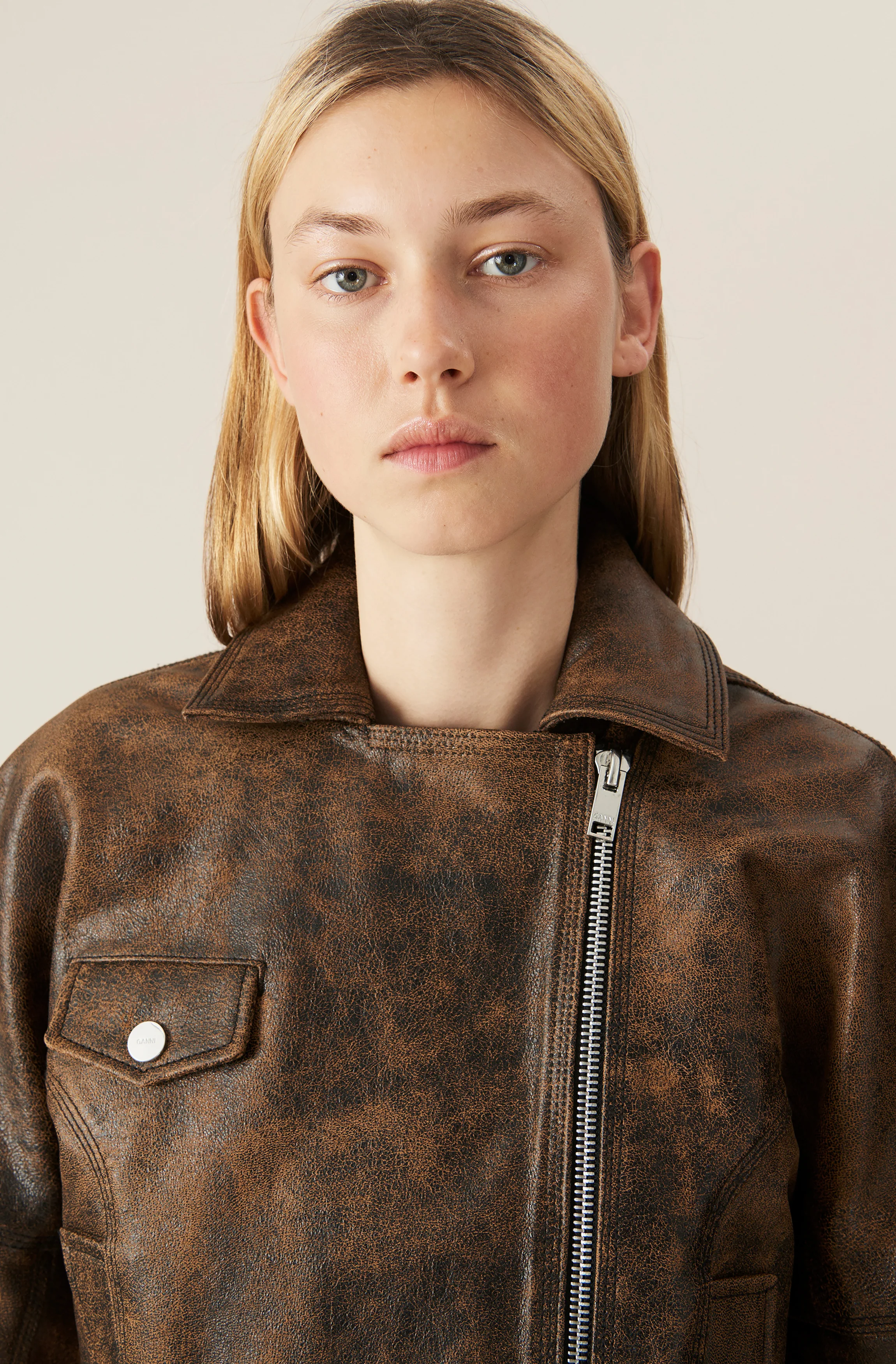 Leather Cropped Jacket | Cognac - Image 5