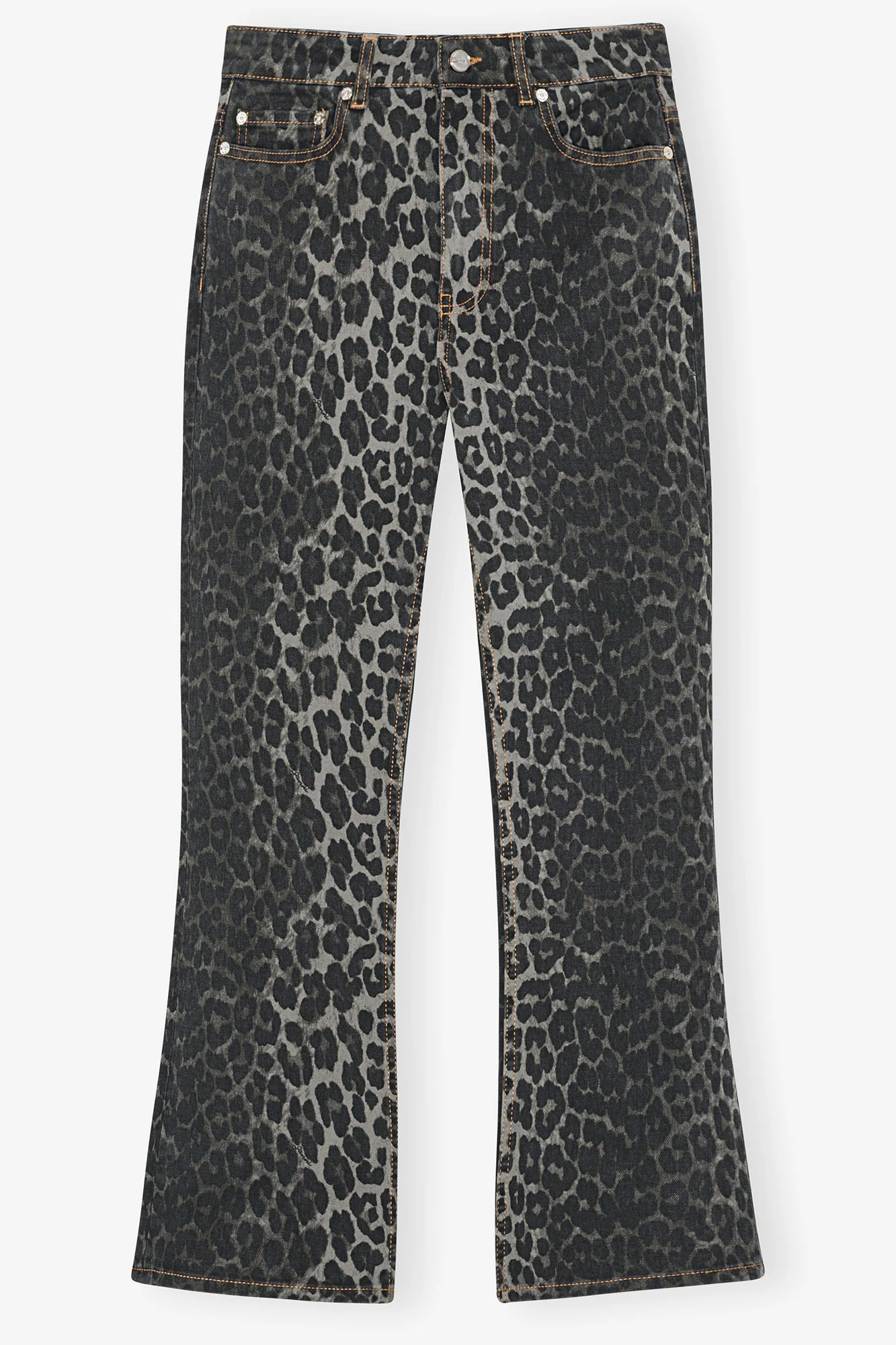 Leopard Betzy Jeans | Gray Pinstripe