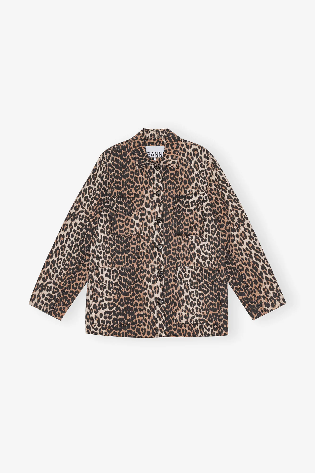 Leopard Cotton Canvas Jacket | Almond Milk